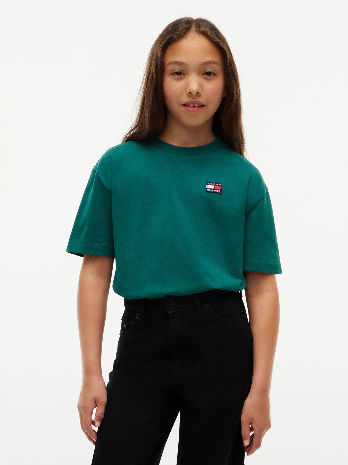Tommy Hilfiger Flag Heritage Short Sleeve T-Shirt, Green, Size 16 Years