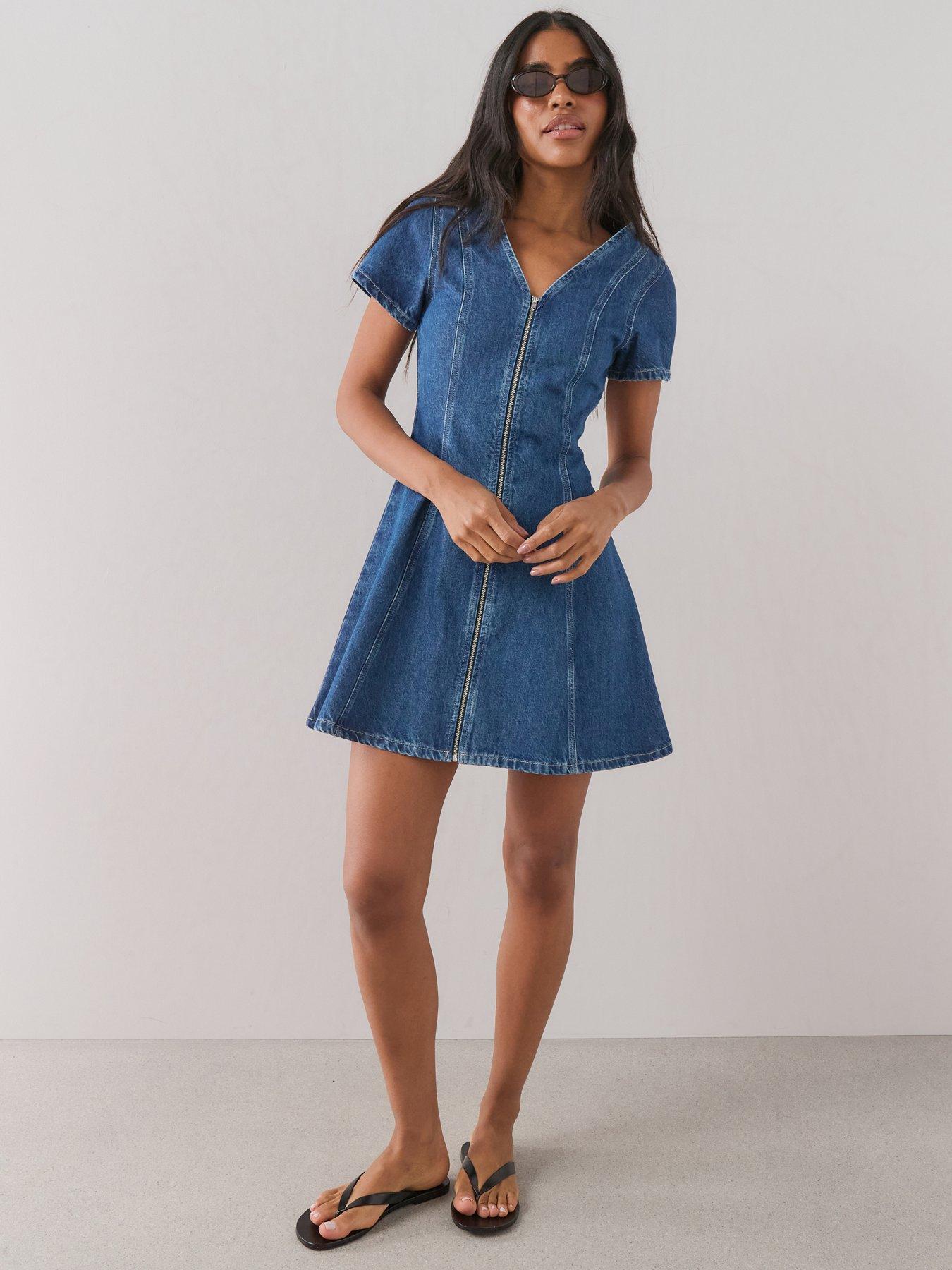 dsquared2 corset denim dress BLUE MIDI GL-06.25.25 Best midi dresses for Color:Camo Green RUFFLE DENIM MINI DRESS