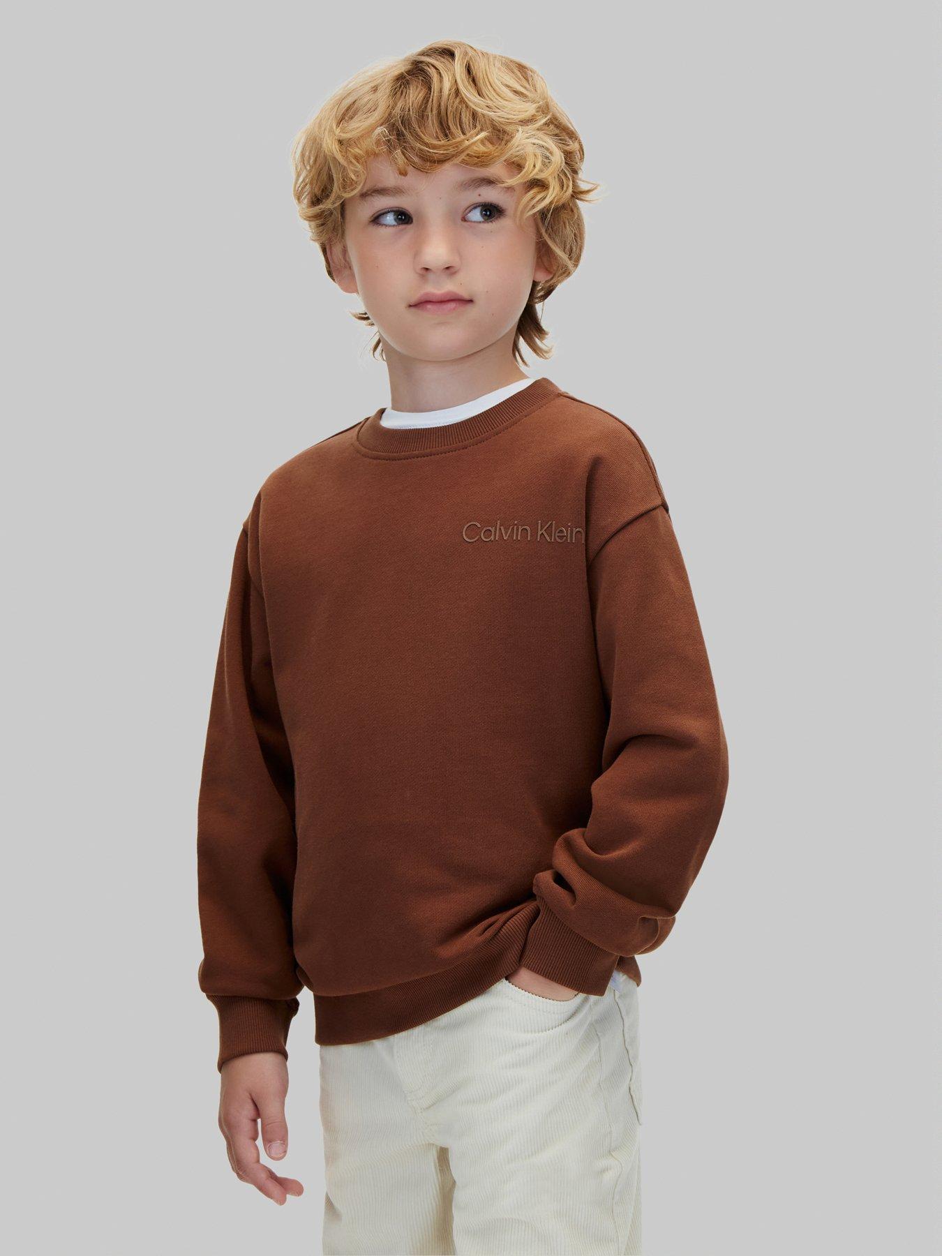 Calvin Klein Jeans Boys Back Print Sweatshirt, Brown, Size 4 Years