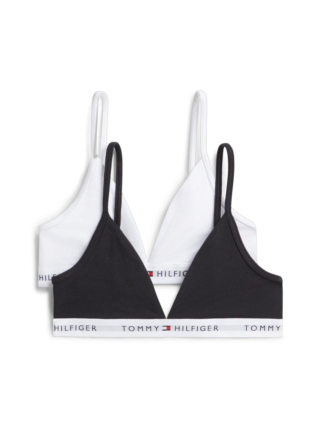 Tommy Hilfiger Girls Kids' Cotton Triangle Bralettes 2 Pack - White/Black 0U4 - 10-12Y - Image 4
