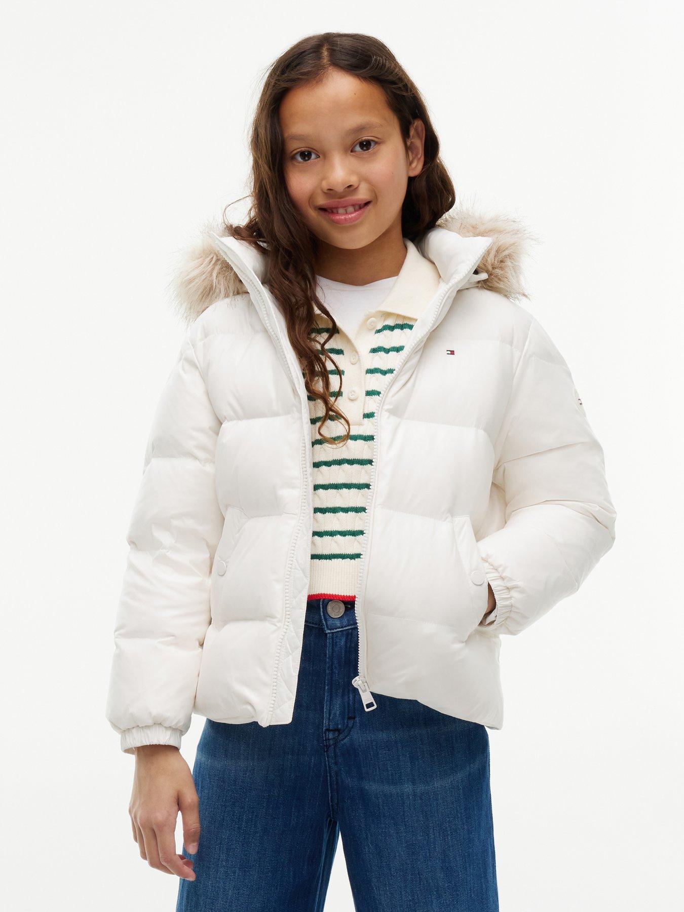 Tommy Hilfiger Kids' Essential Duck Down Full-Zip Short Puffer Jacket White 16Y - Image 4