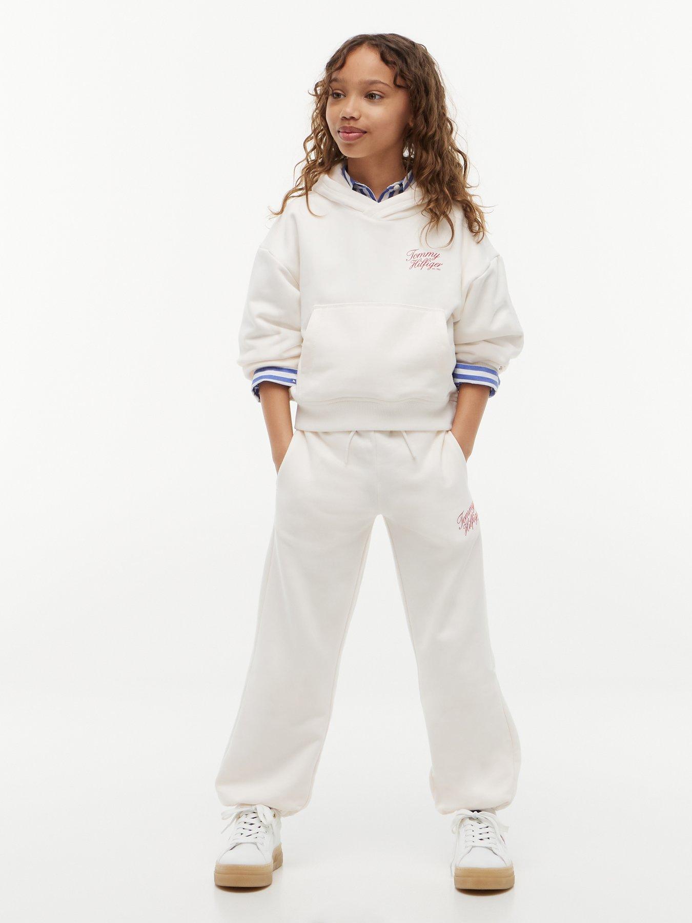 Image 3 of 5 of Tommy Hilfiger Girls Script Sweatpants - Off White