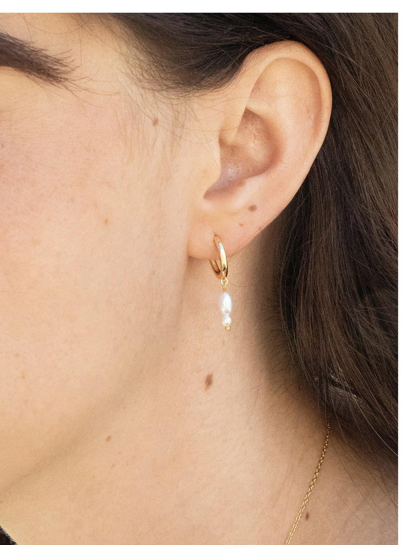 Seol + Gold 18Ct Gold Plated Double Pearl Hoop Earrings