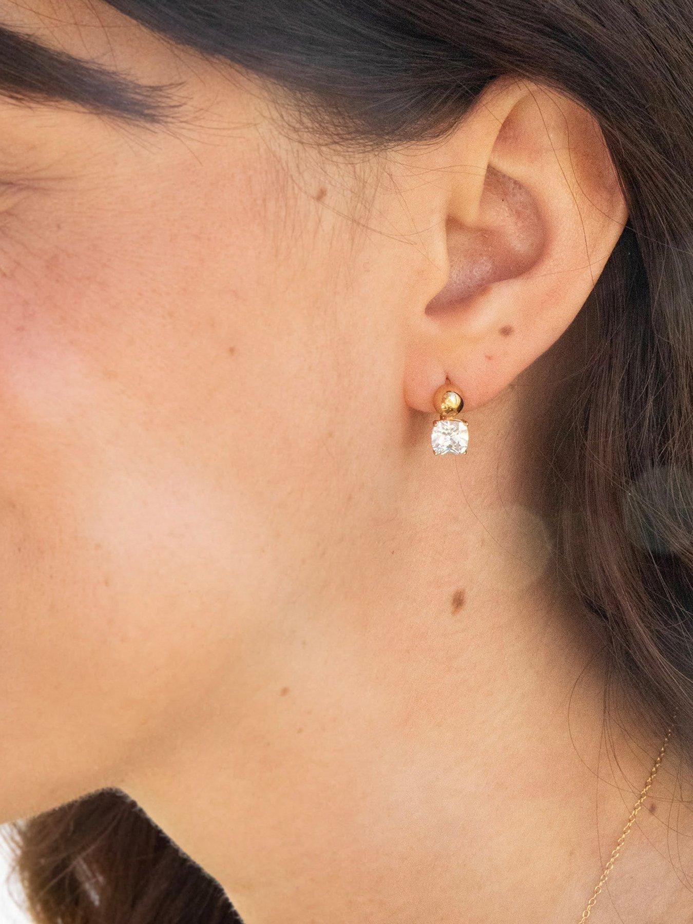 Seol + Gold 18Ct Gold Plated Cz Bubble Huggie Hoops