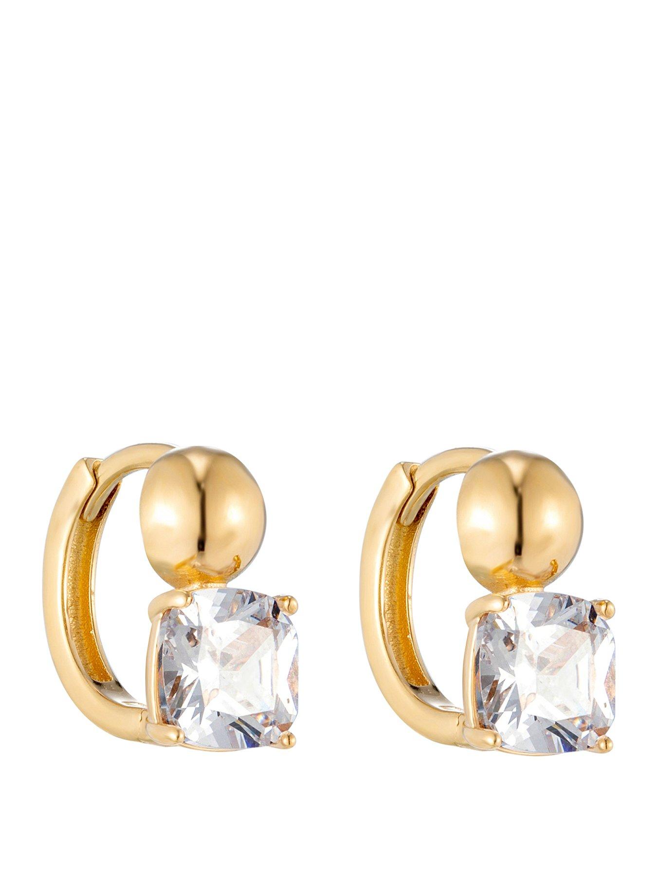 Seol + Gold 18Ct Gold Plated Cz Bubble Huggie Hoops
