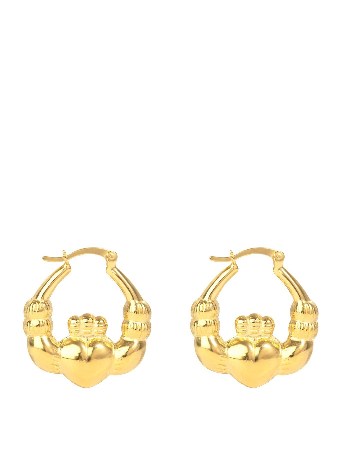 Seol + Gold 18Ct Gold Plated Large Claddagh Creole Hoops