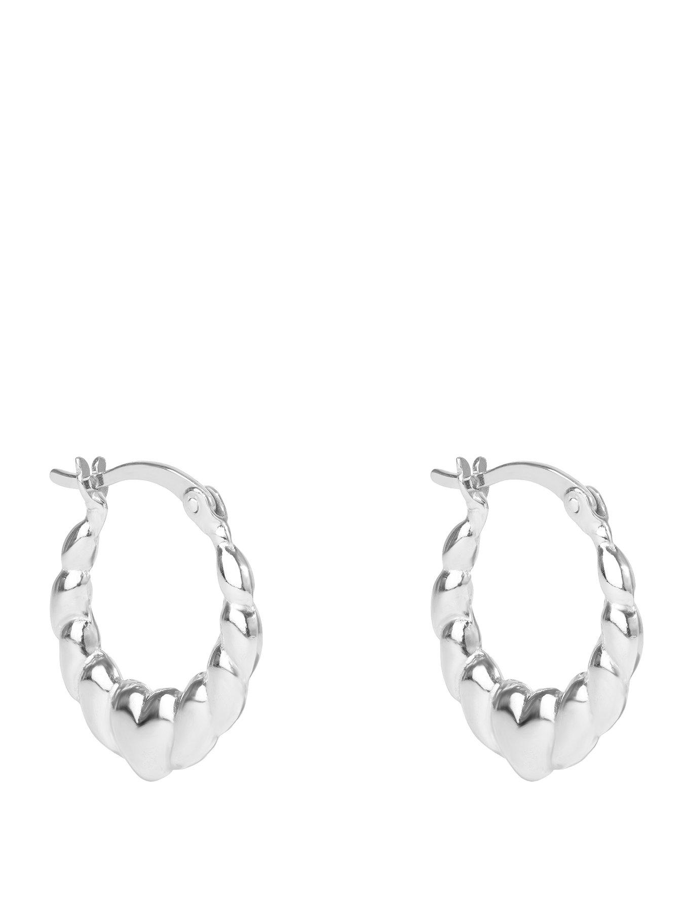 Image 1 of 6 of Seol + Gold Sterling Silver Mini Heart Croissant Hoops