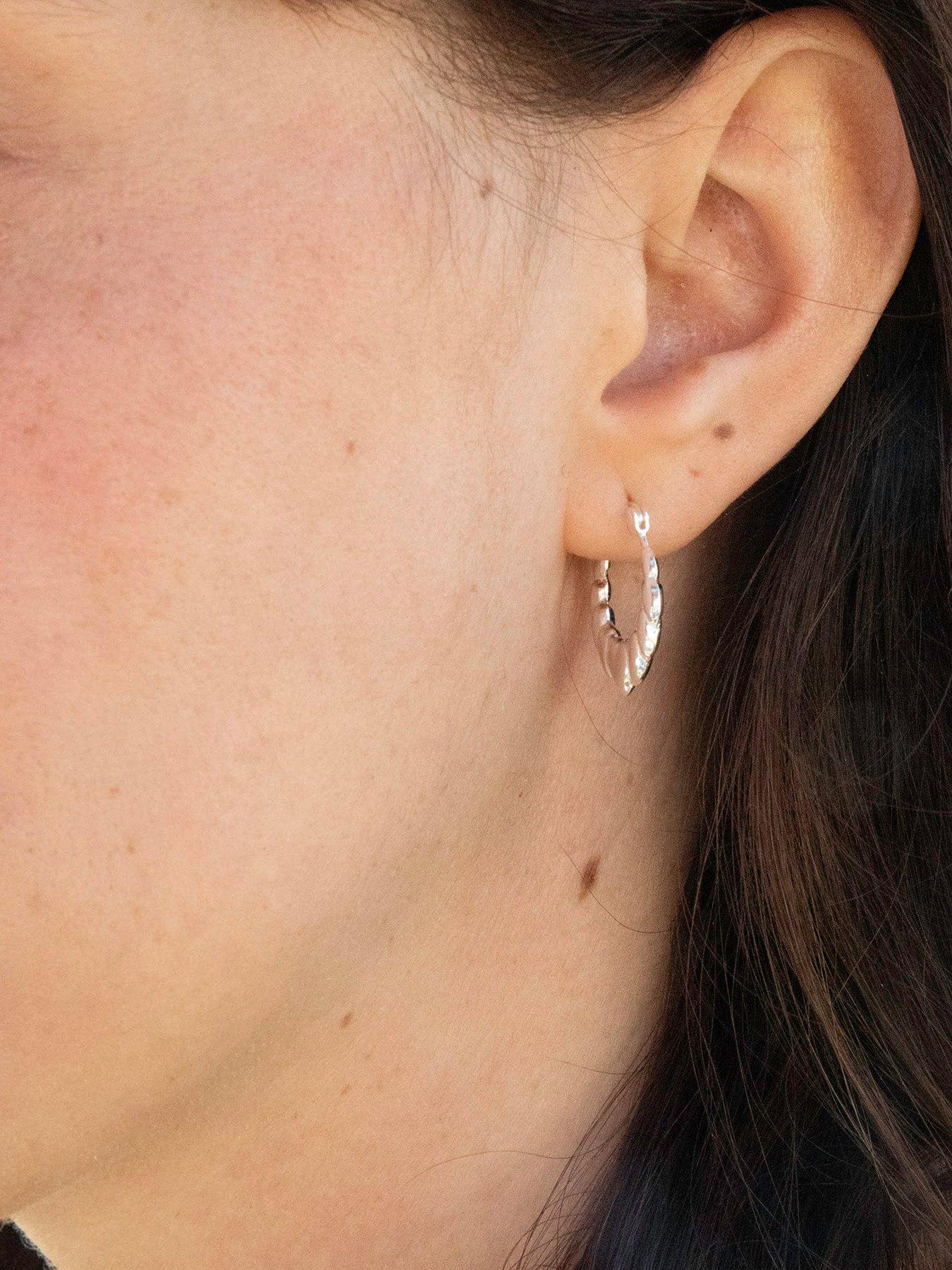 Image 2 of 6 of Seol + Gold Sterling Silver Mini Heart Croissant Hoops