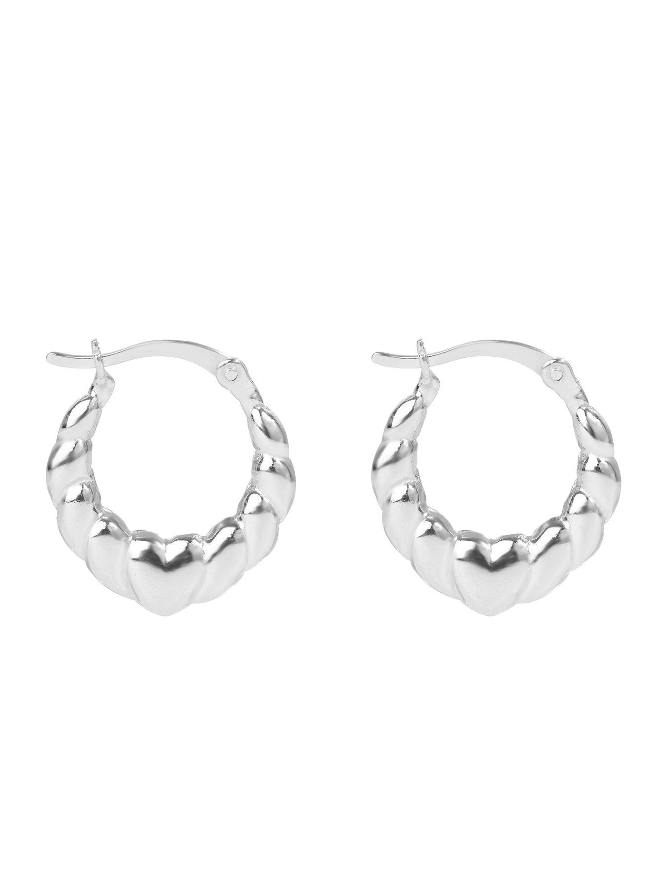 Image 3 of 6 of Seol + Gold Sterling Silver Mini Heart Croissant Hoops