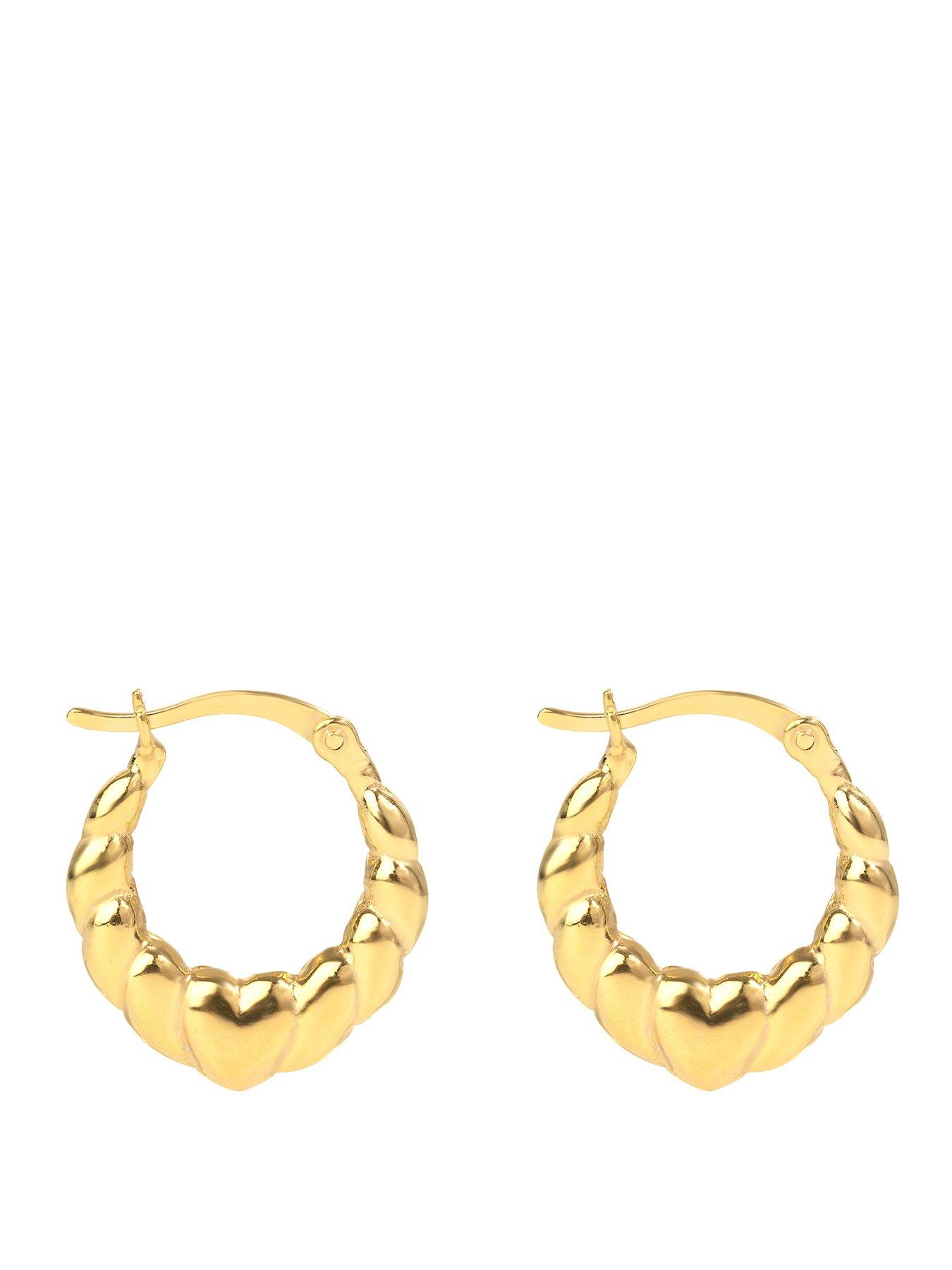 Seol + Gold 18Ct Gold Plated Mini Heart Croissant Hoops