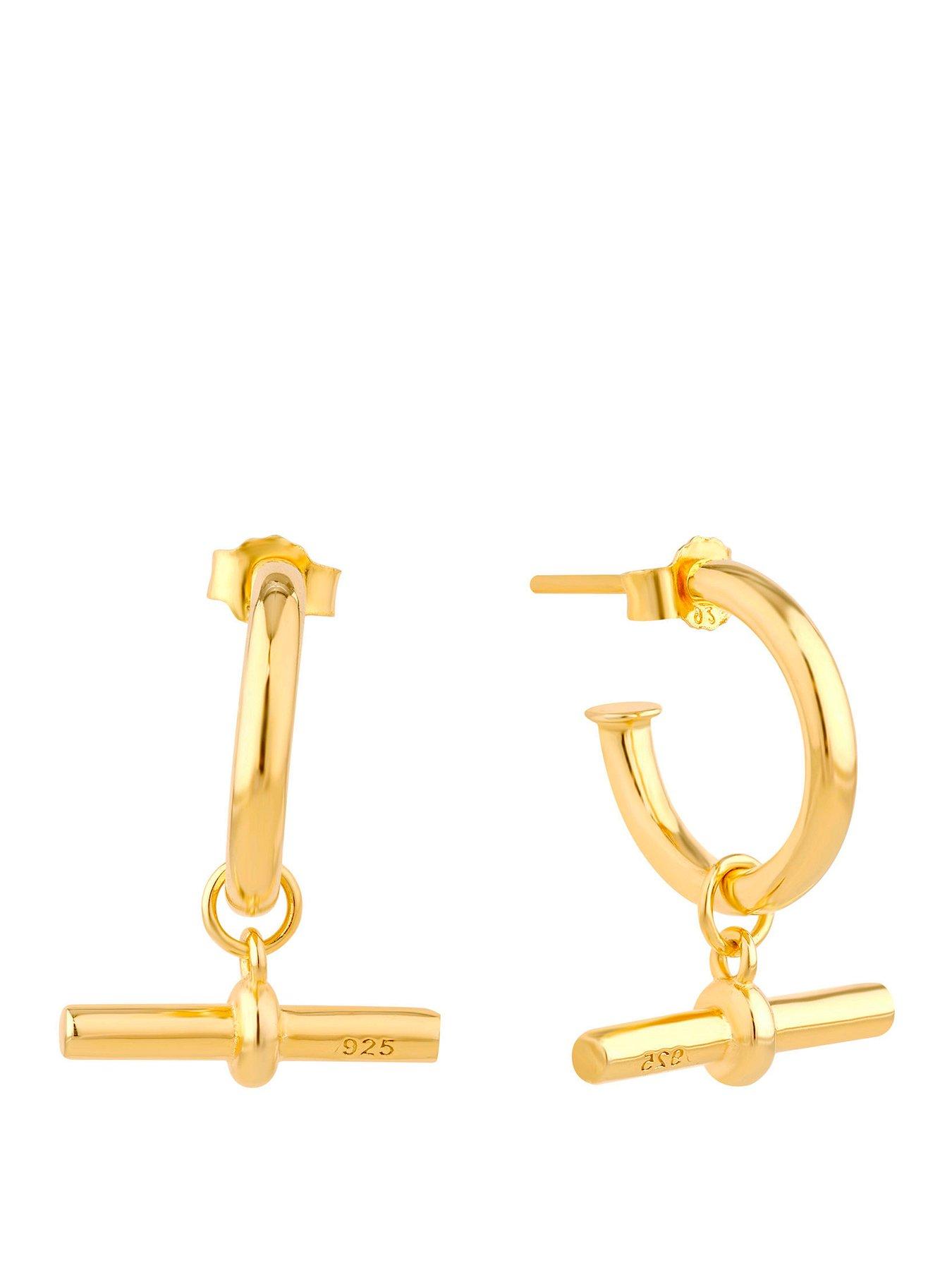 Image 1 of 5 of Seol + Gold 18ct Gold Plated T-Bar Hoops