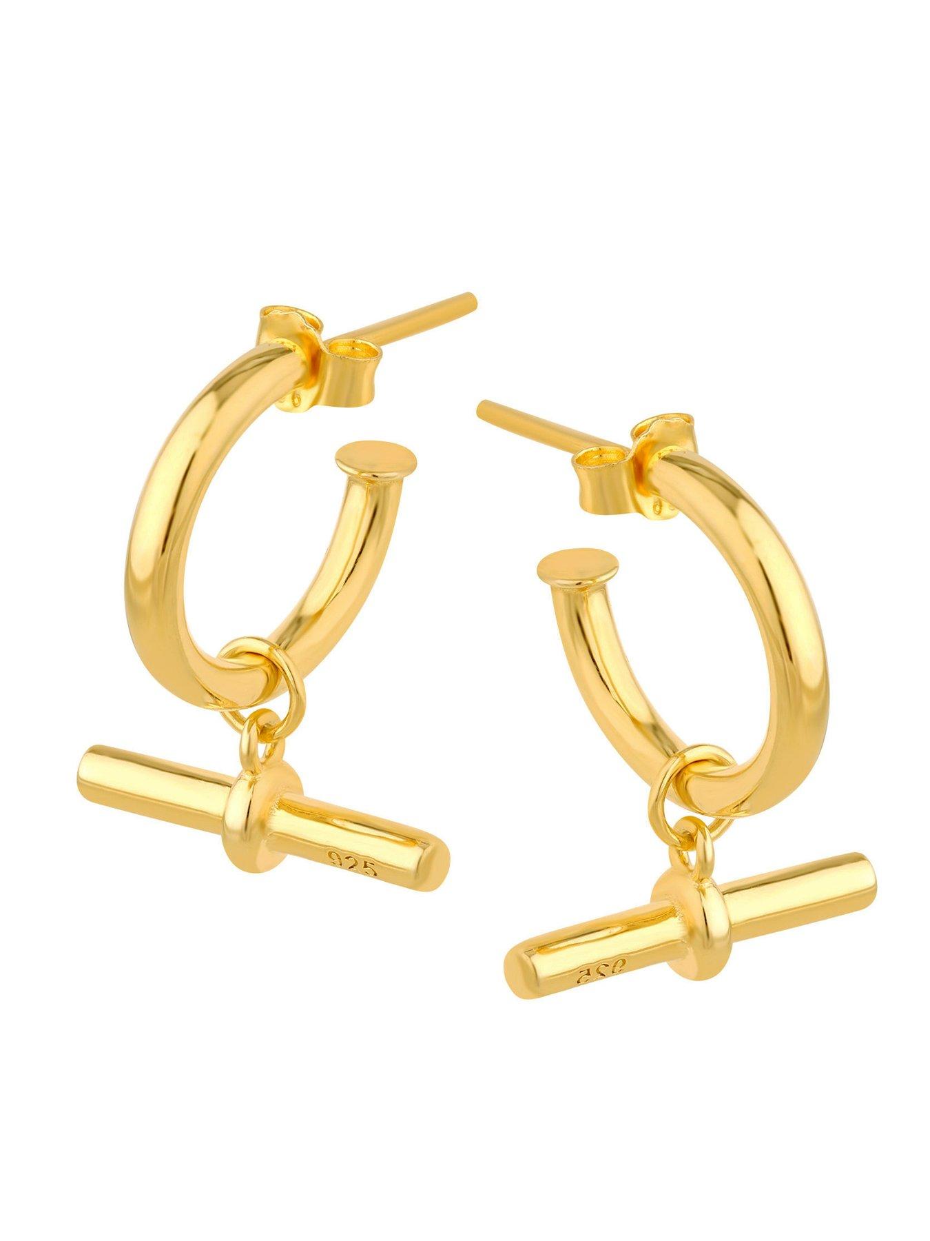 Image 3 of 5 of Seol + Gold 18ct Gold Plated T-Bar Hoops