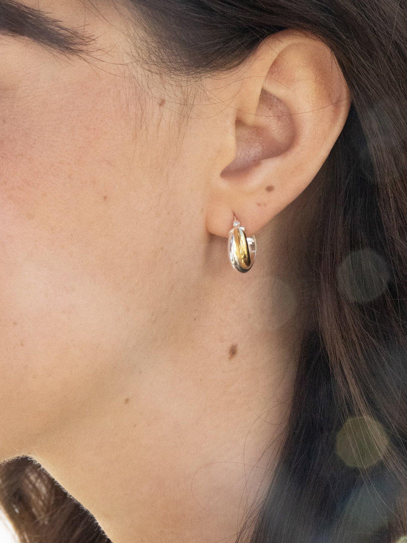 Image 2 of 5 of Seol + Gold Mixed Metal Mini Hoops