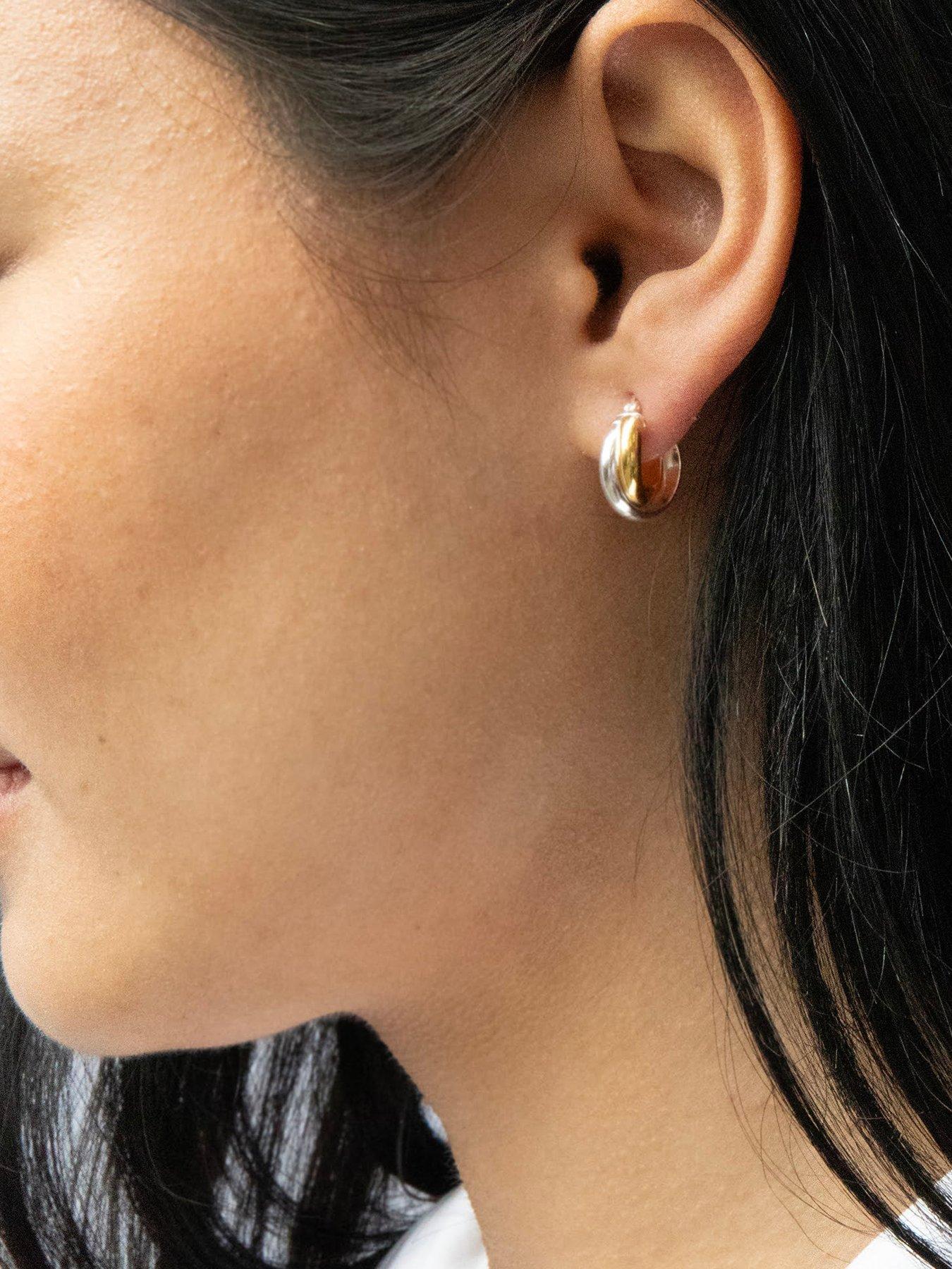 Image 4 of 5 of Seol + Gold Mixed Metal Mini Hoops