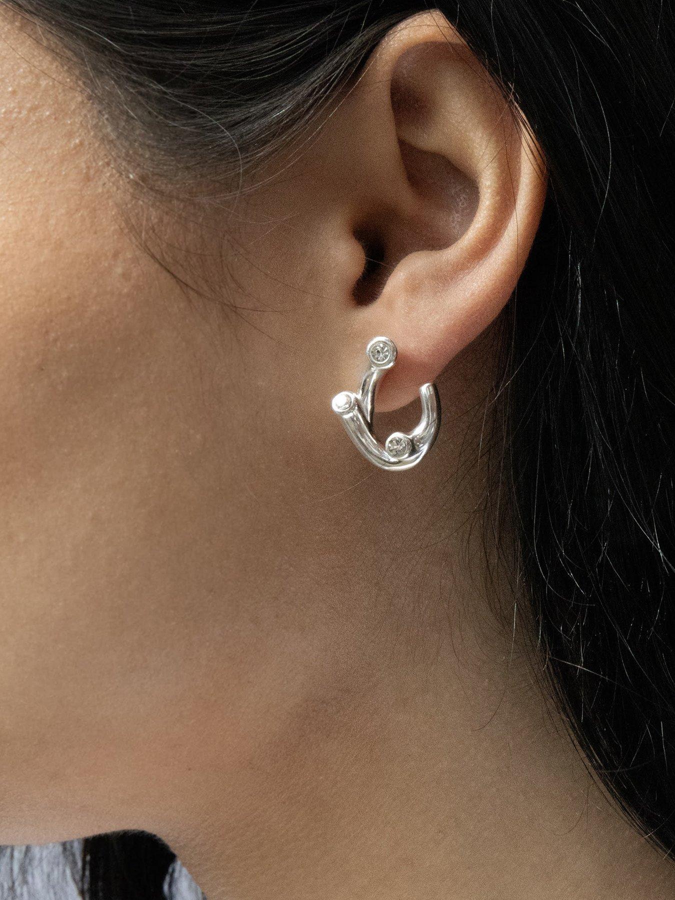 Image 2 of 5 of Seol + Gold Sterling Silver CZ Bezel Stud Earrings