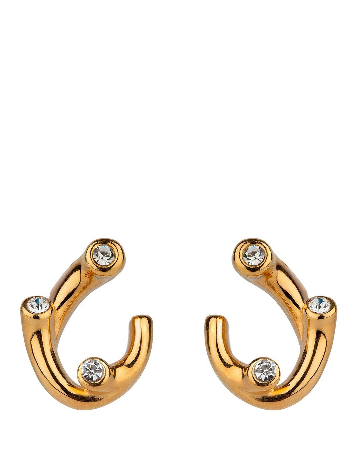 Seol + Gold 18Ct Gold Plated Cz Bezel Stud Earrings
