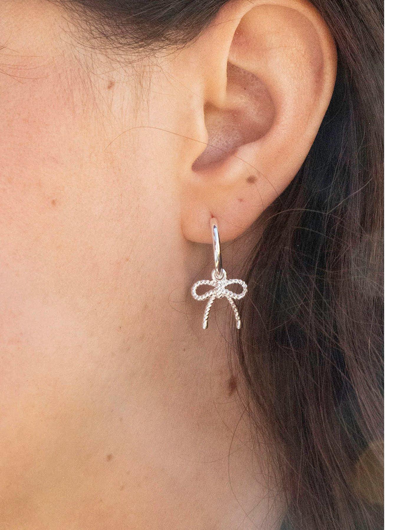 Image 1 of 5 of Seol + Gold Sterling Silver Huggie Bow Hoops