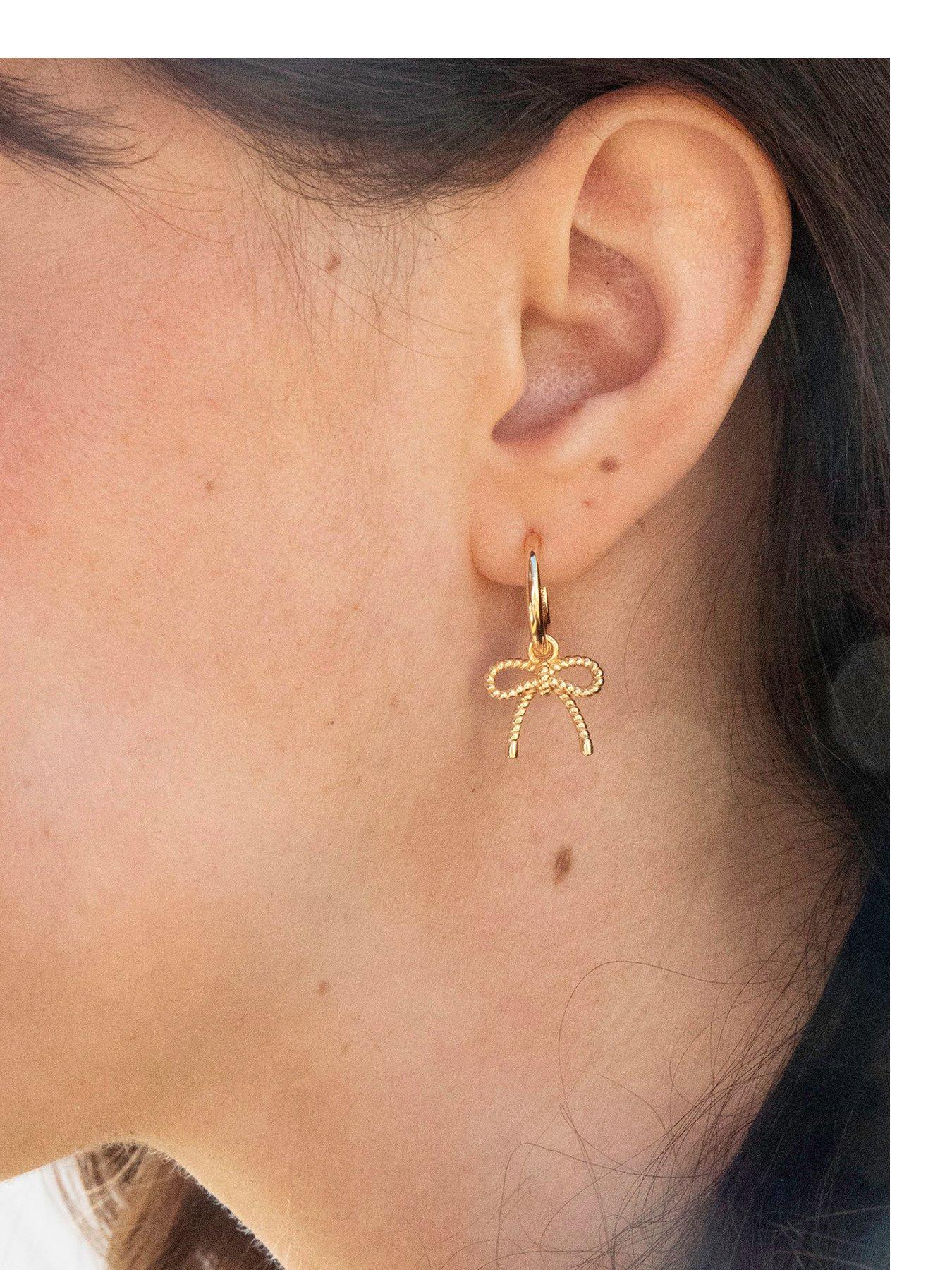Seol + Gold 18Ct Gold Plated Huggie Bow Hoops