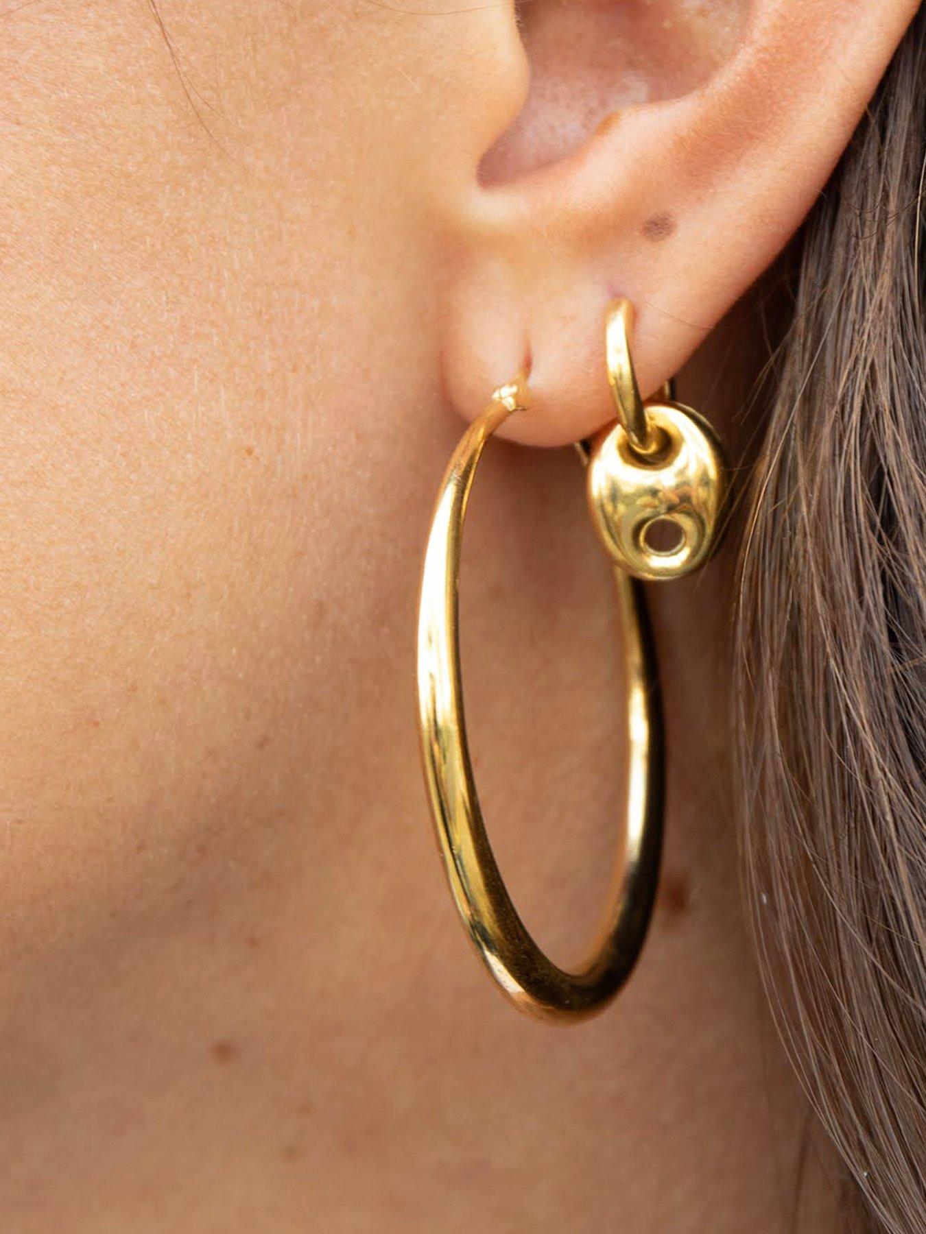 Seol + Gold 18Ct Gold Plated Medium Asymmetric Creole Hoops