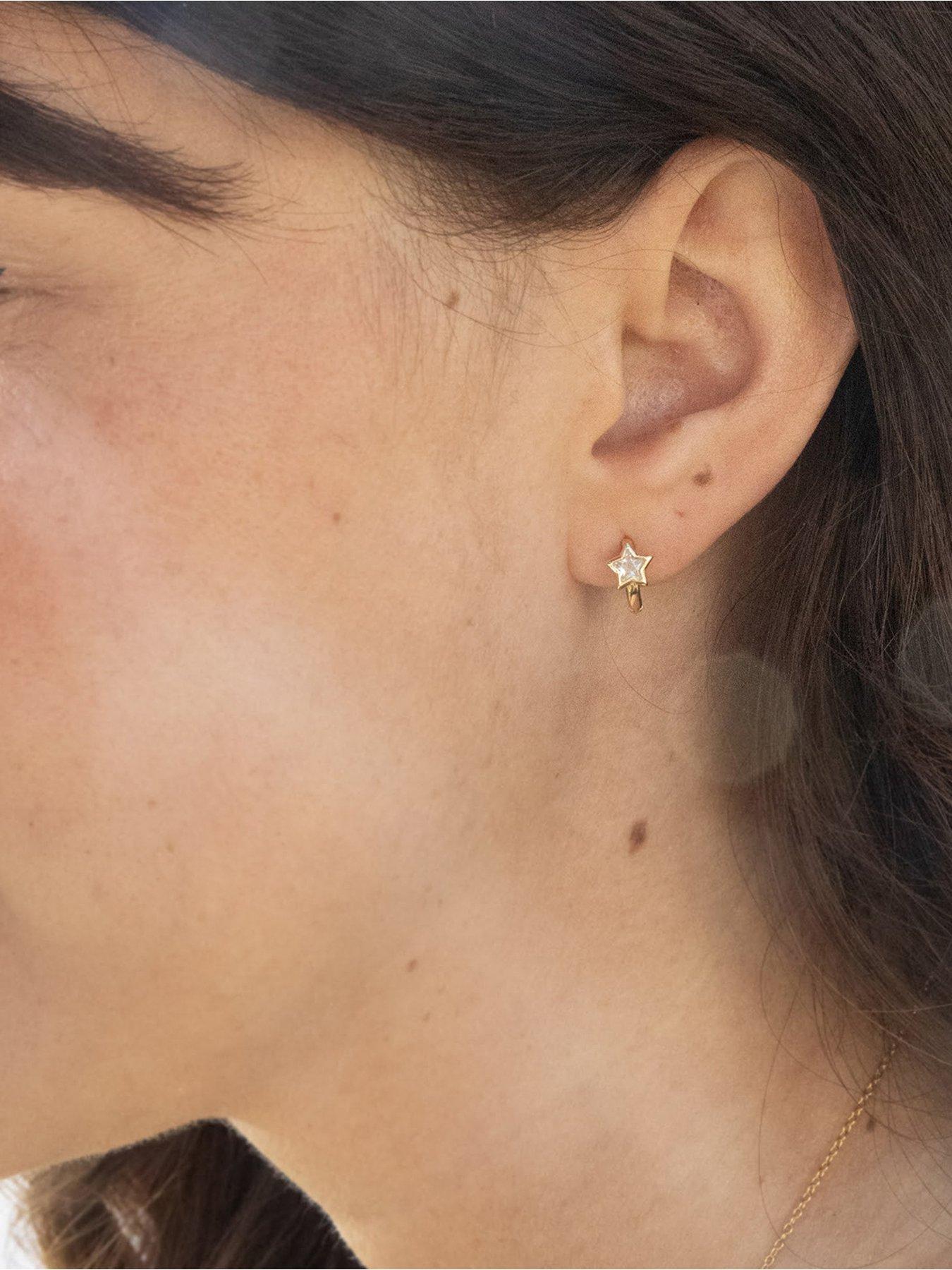 Seol + Gold 18Ct Gold Plated Cz Star Bezel Hoops