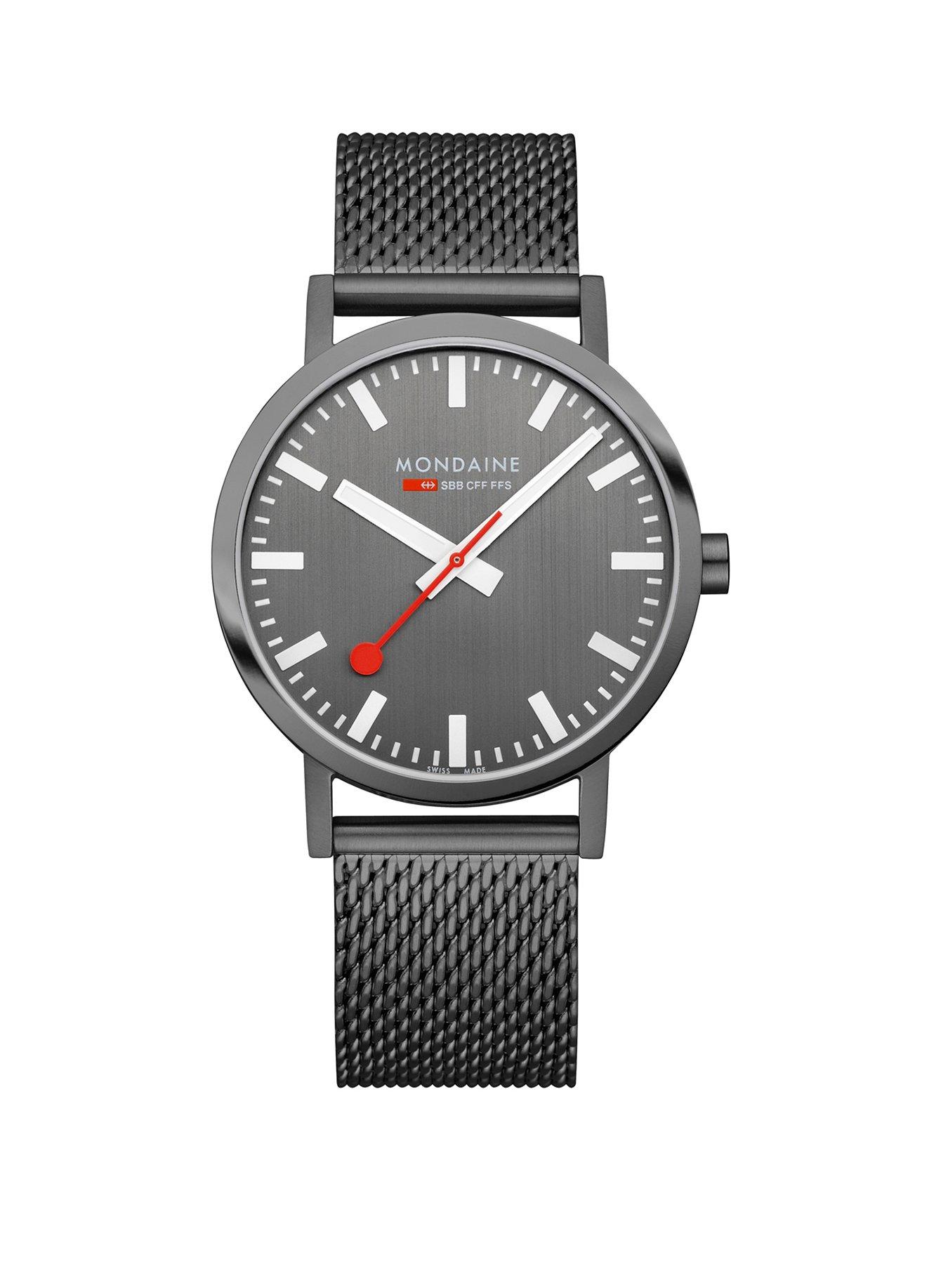 Mondaine MON SBB CLA. GREY DIAL 40mm IPGRY BRUMESH