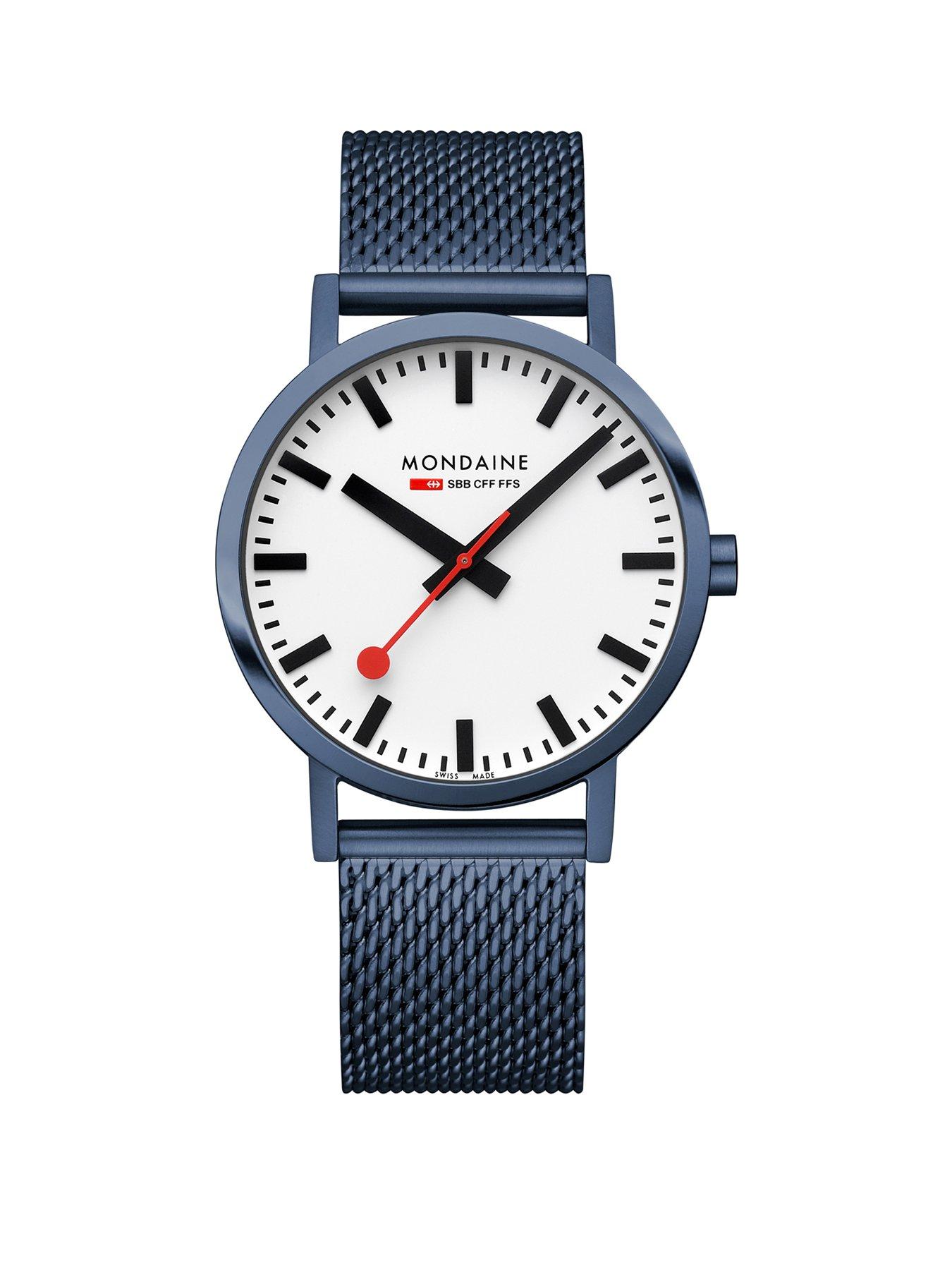Mondaine Mon Sbb Classic Wht Dial 40 Ipblue Bru Mesh, One Colour, Men