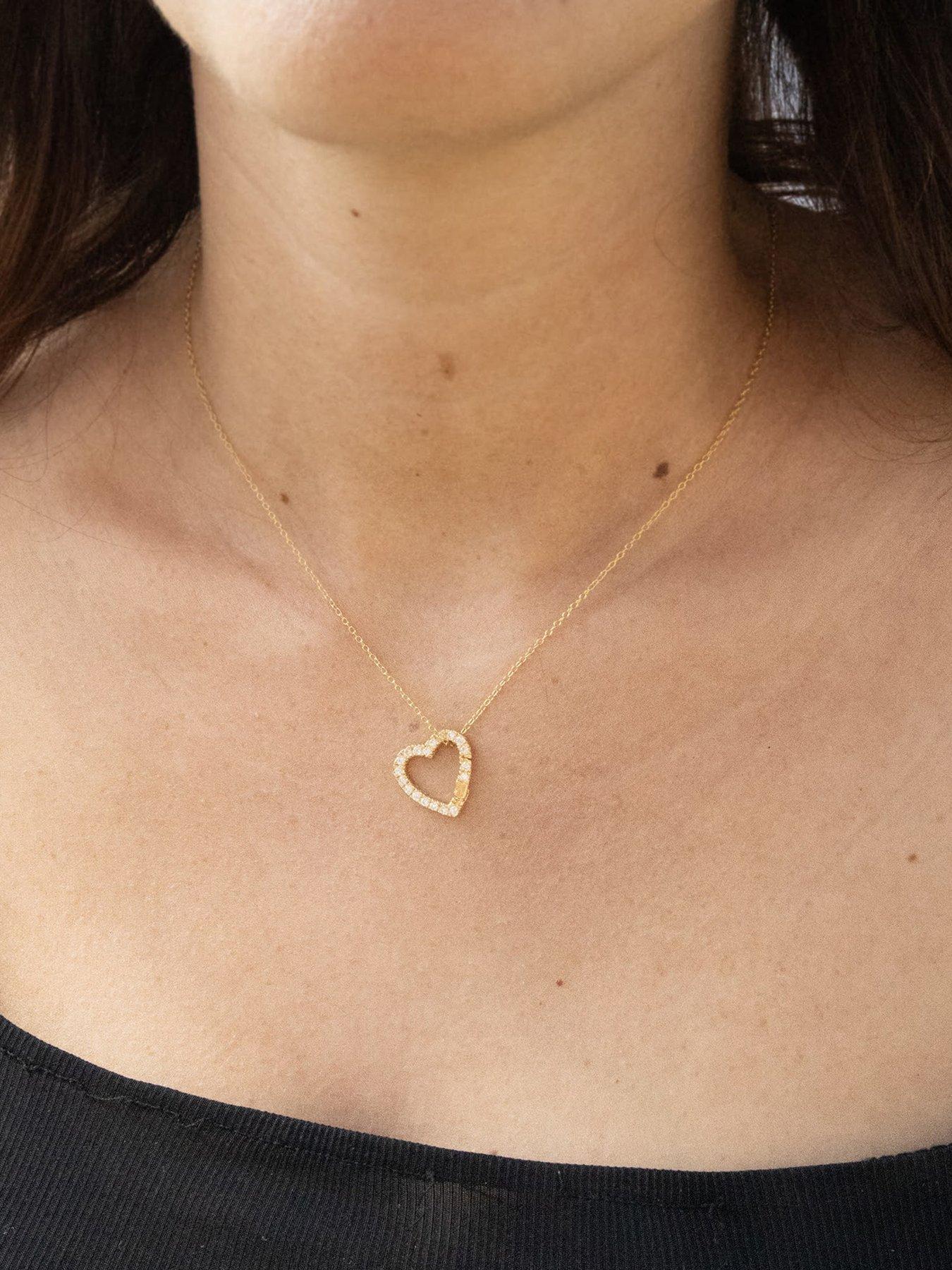 Seol + Gold 18Ct Gold Plated Heart Cz Clasp Charm Connector With Chain