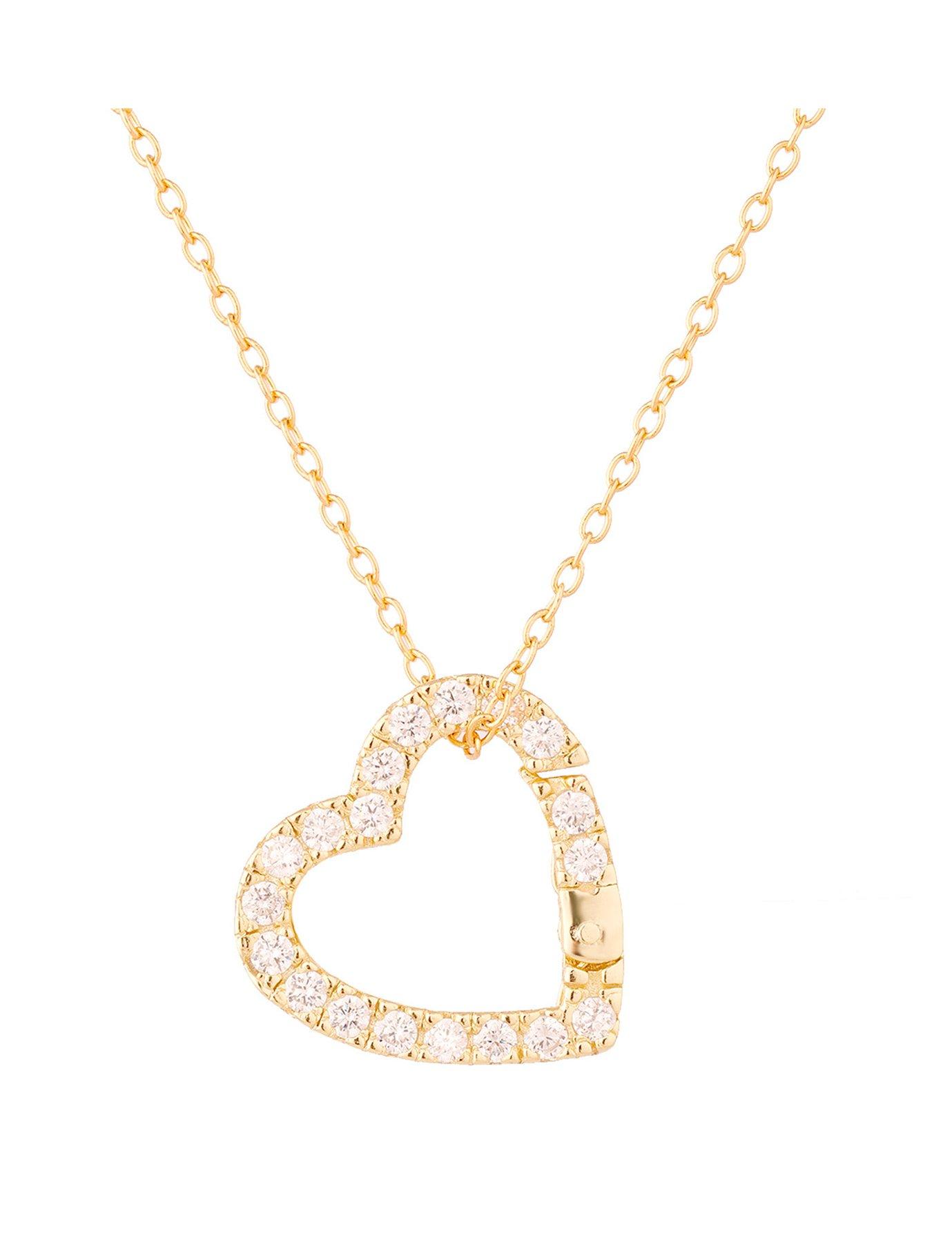 Seol + Gold 18ct Gold Plated Heart CZ Clasp Charm Connector with Chain