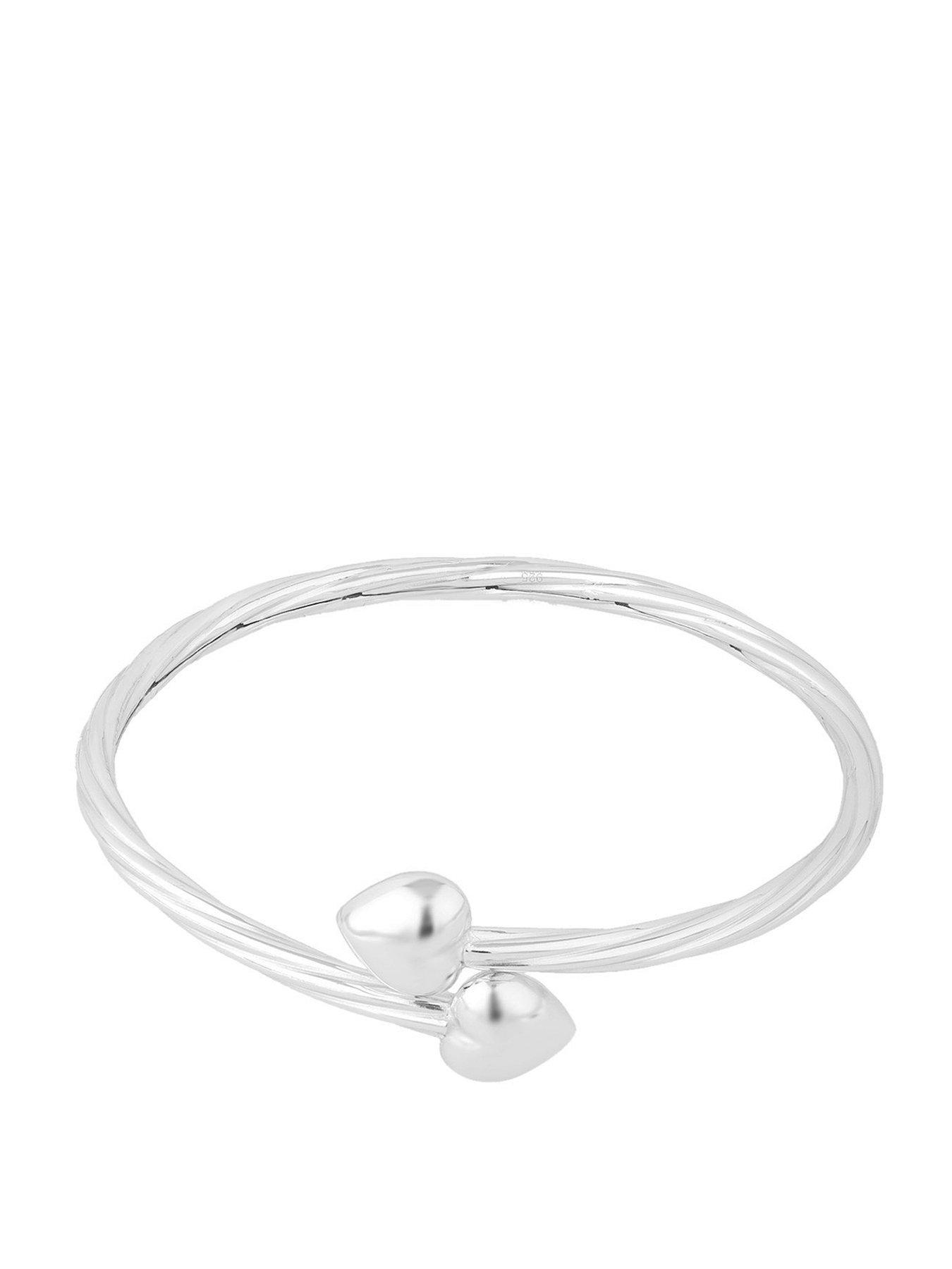 Seol + Gold Sterling Silver Puffy Heart Torque Bangle