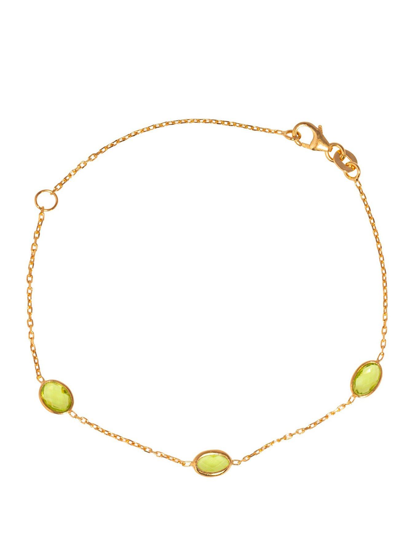 Seol + Gold 18ct Gold Plated Peridot CZ Bezel Bracelet