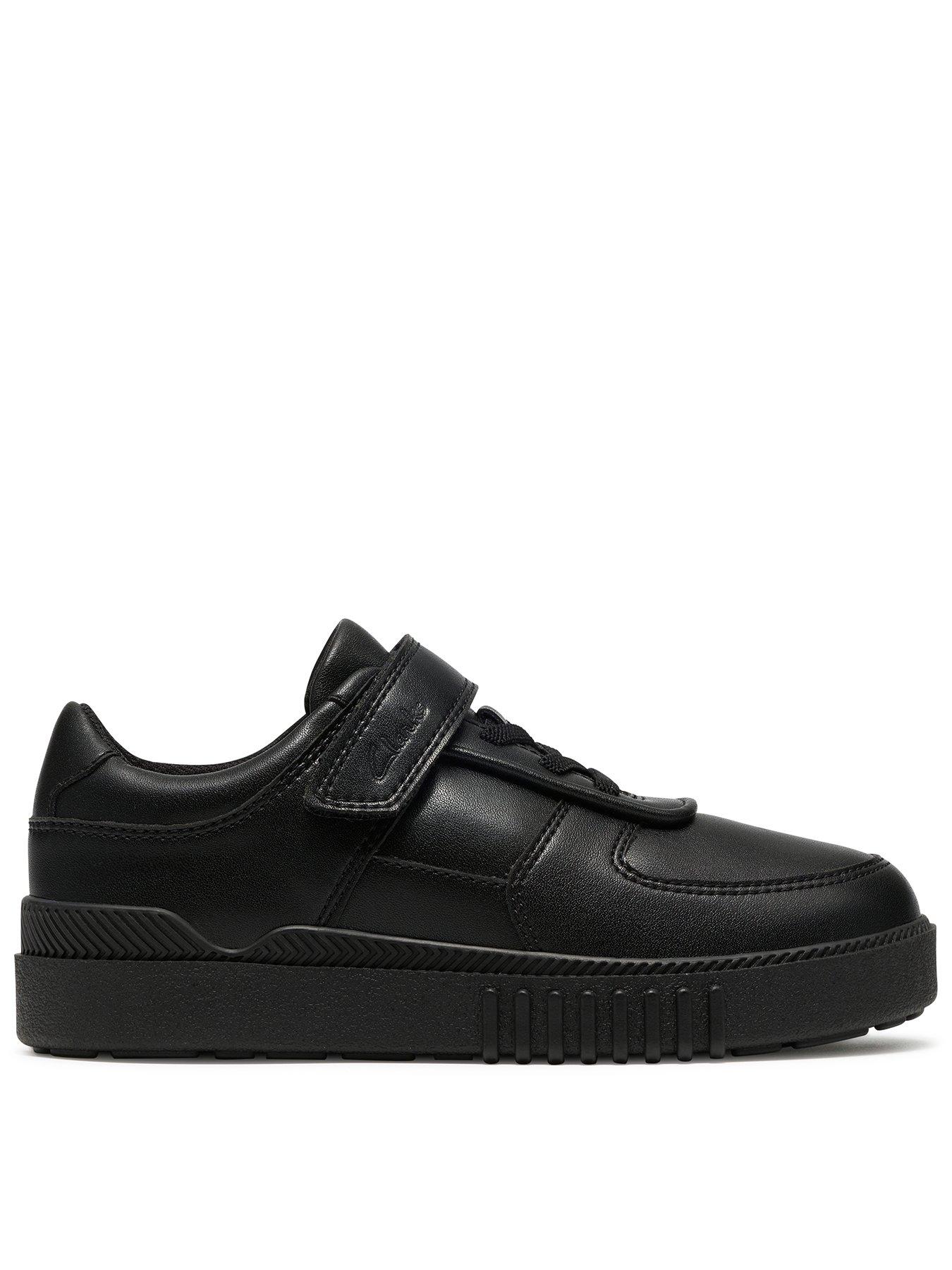 Clarks Junior Somerset Flex Leather Trainer, Black, Size 2.5 Older