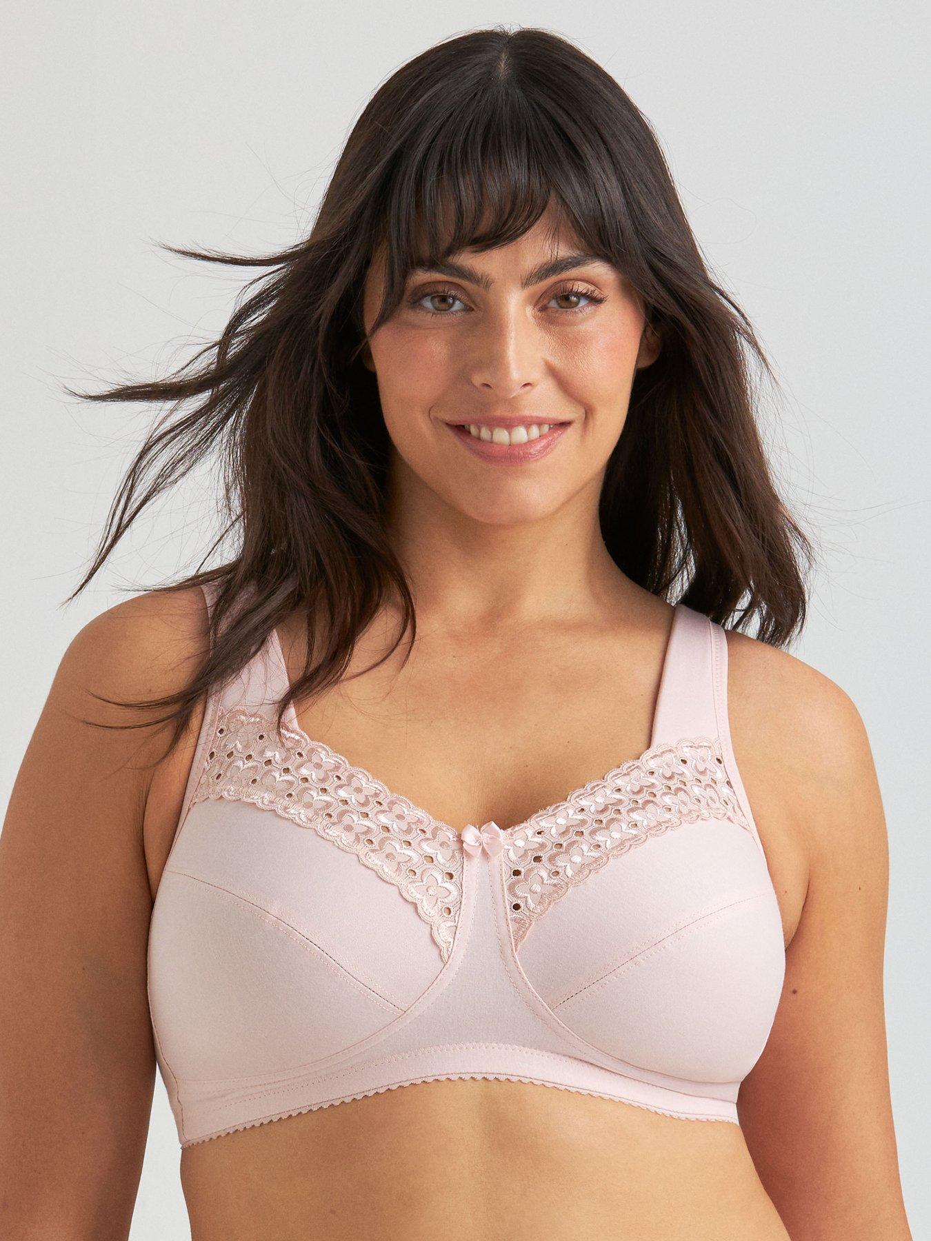 Miss Mary of Sweden Broderie Anglaise Non-wired Bra, Pink, Size 44D, Women