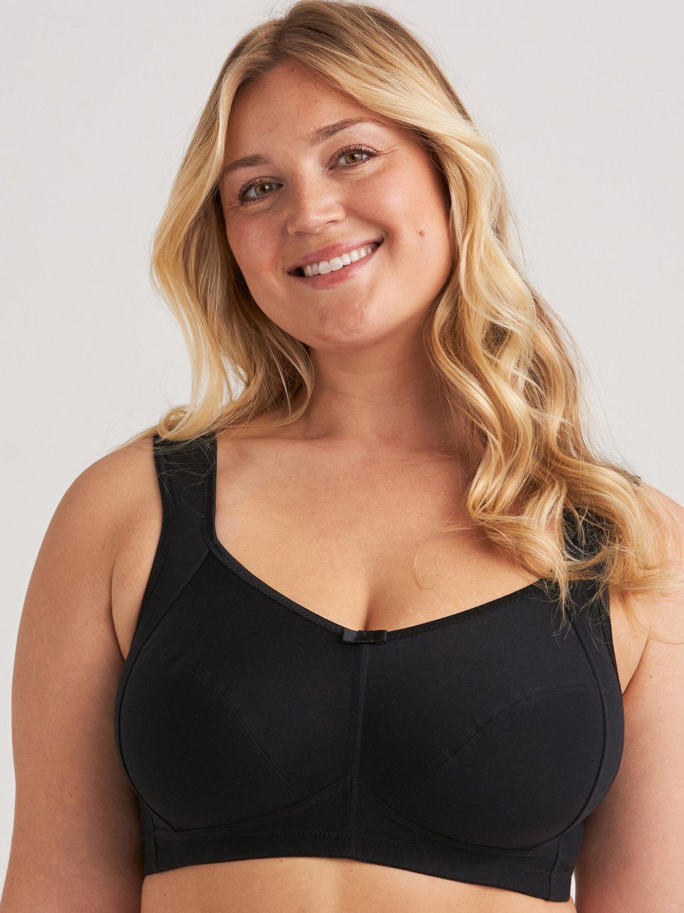 Miss Mary of Sweden Freedom Skin-relief Cotton Non-wired Bra, Black, Size 40E, Women