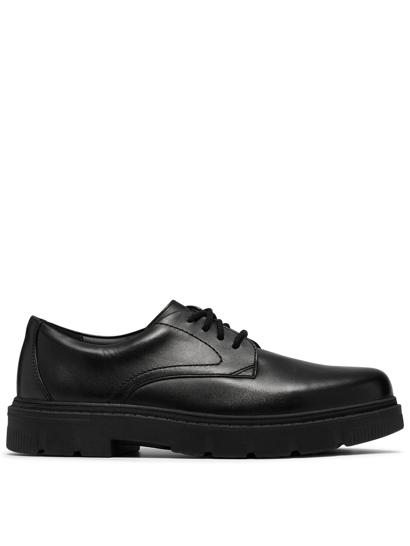 Clarks Youth Lorcam Walk Lace-up Leather Shoe, Black, Size 4.5 Older