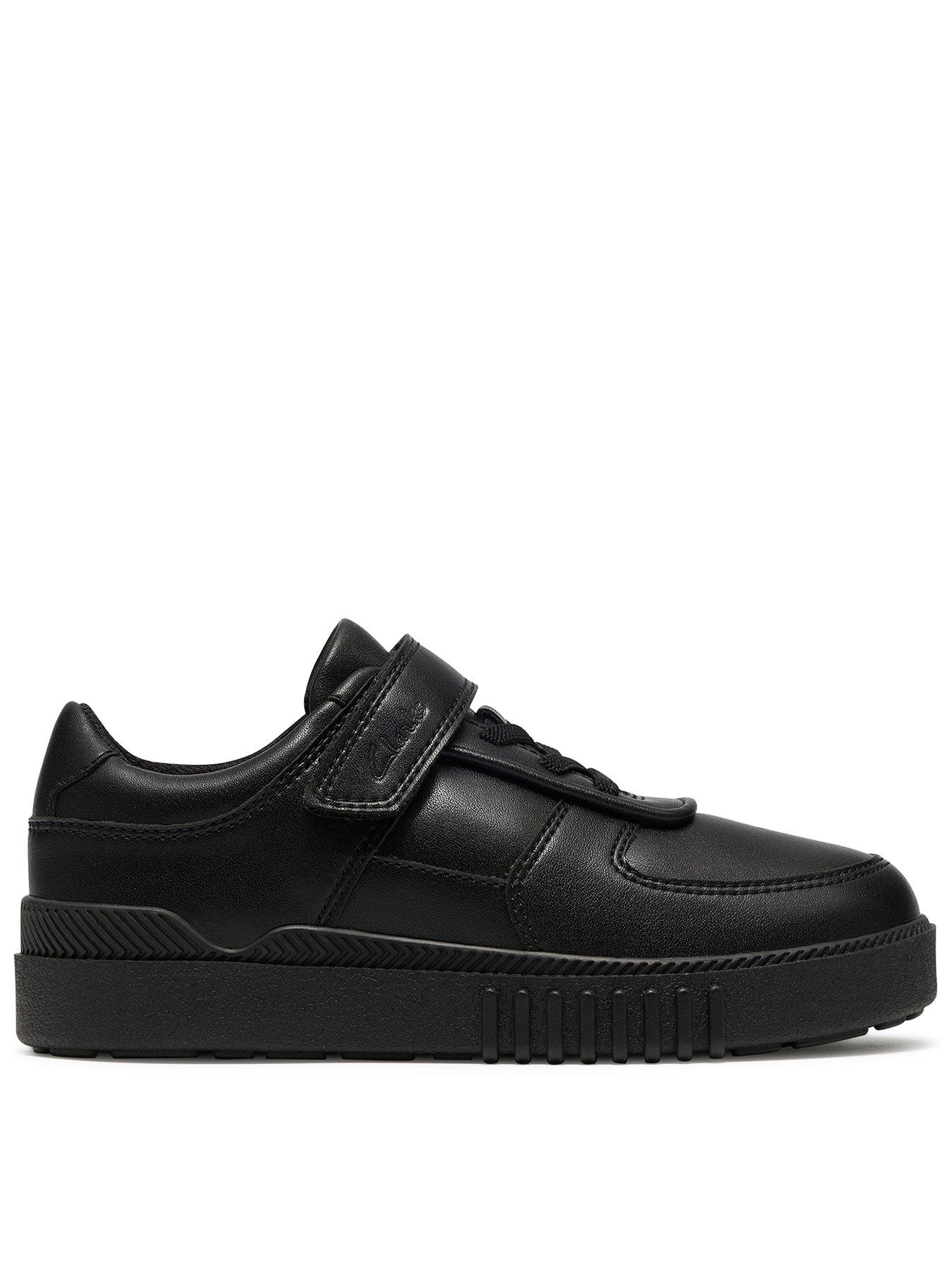Clarks Kids Somerset Flex Leather Trainer, Black, Size 10.5 Younger