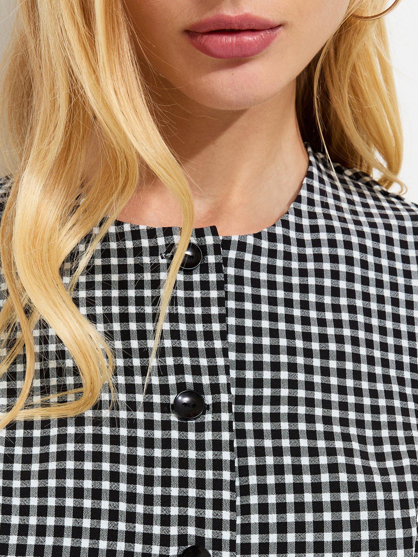 Image 5 of 5 of New Look Gingham Print Button Front Waistcoat - Black