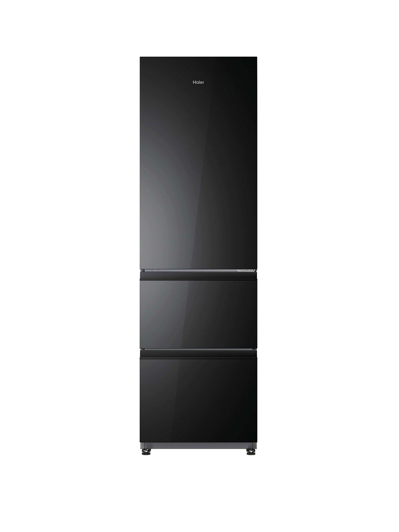 Haier Htr3518Dngbk 55Cm 3D Combi Series 3 Obsidian Glass Freestanding Fridge-Freezer