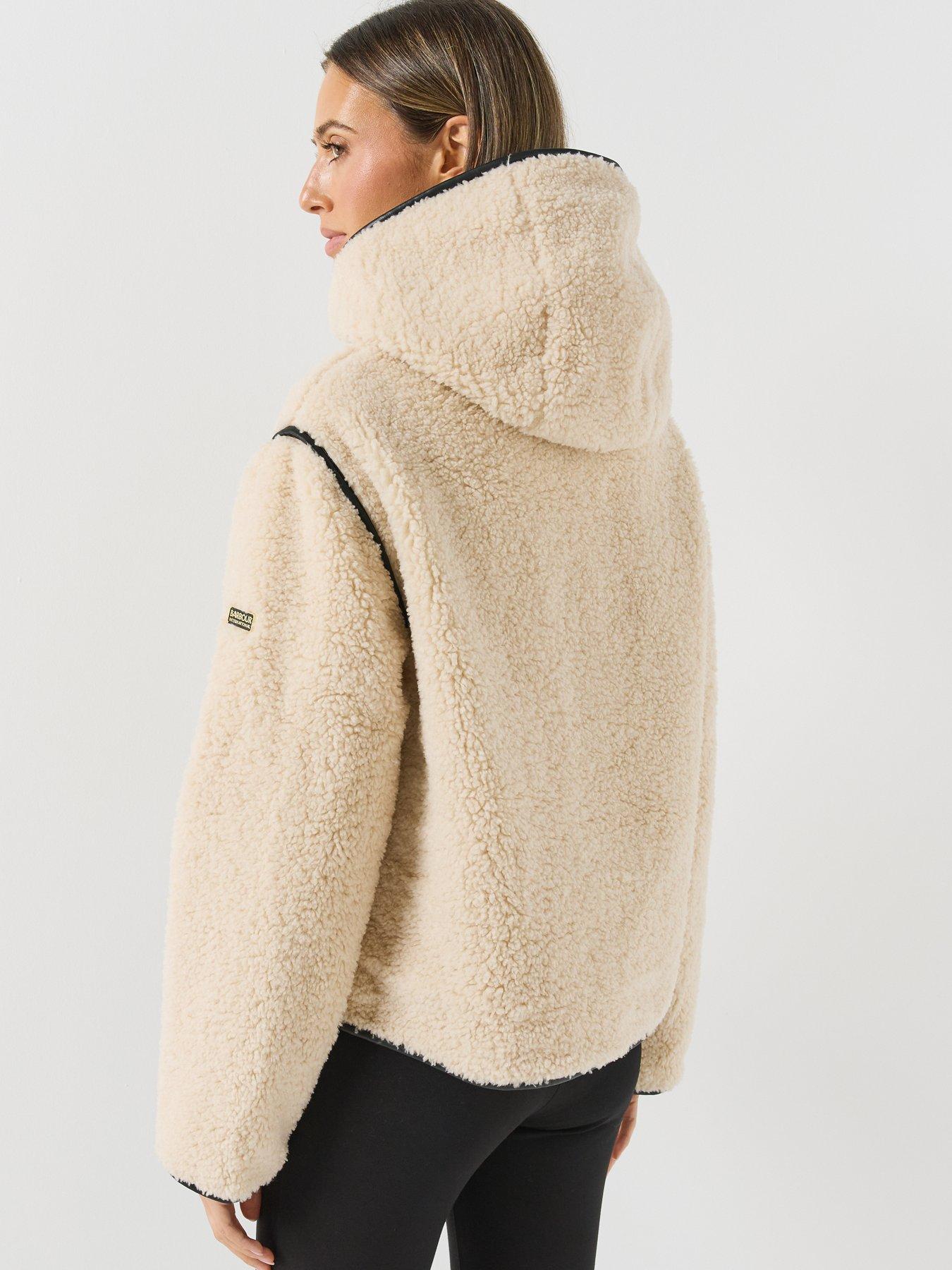 Image 2 of 6 of Barbour International Womens Ramona Sherpa Fleece Quilted Casual Jacket - Black