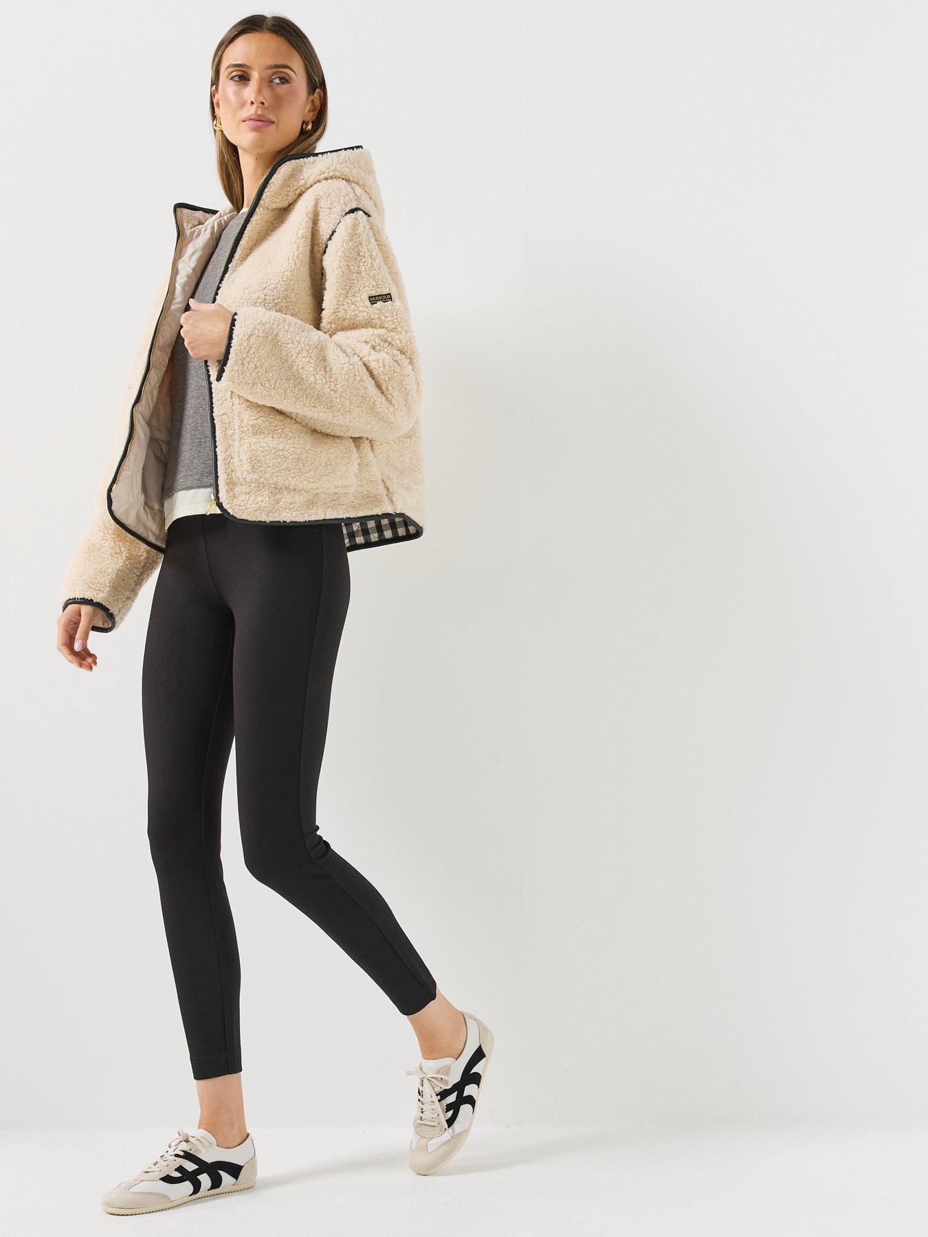 Image 3 of 6 of Barbour International Womens Ramona Sherpa Fleece Quilted Casual Jacket - Black