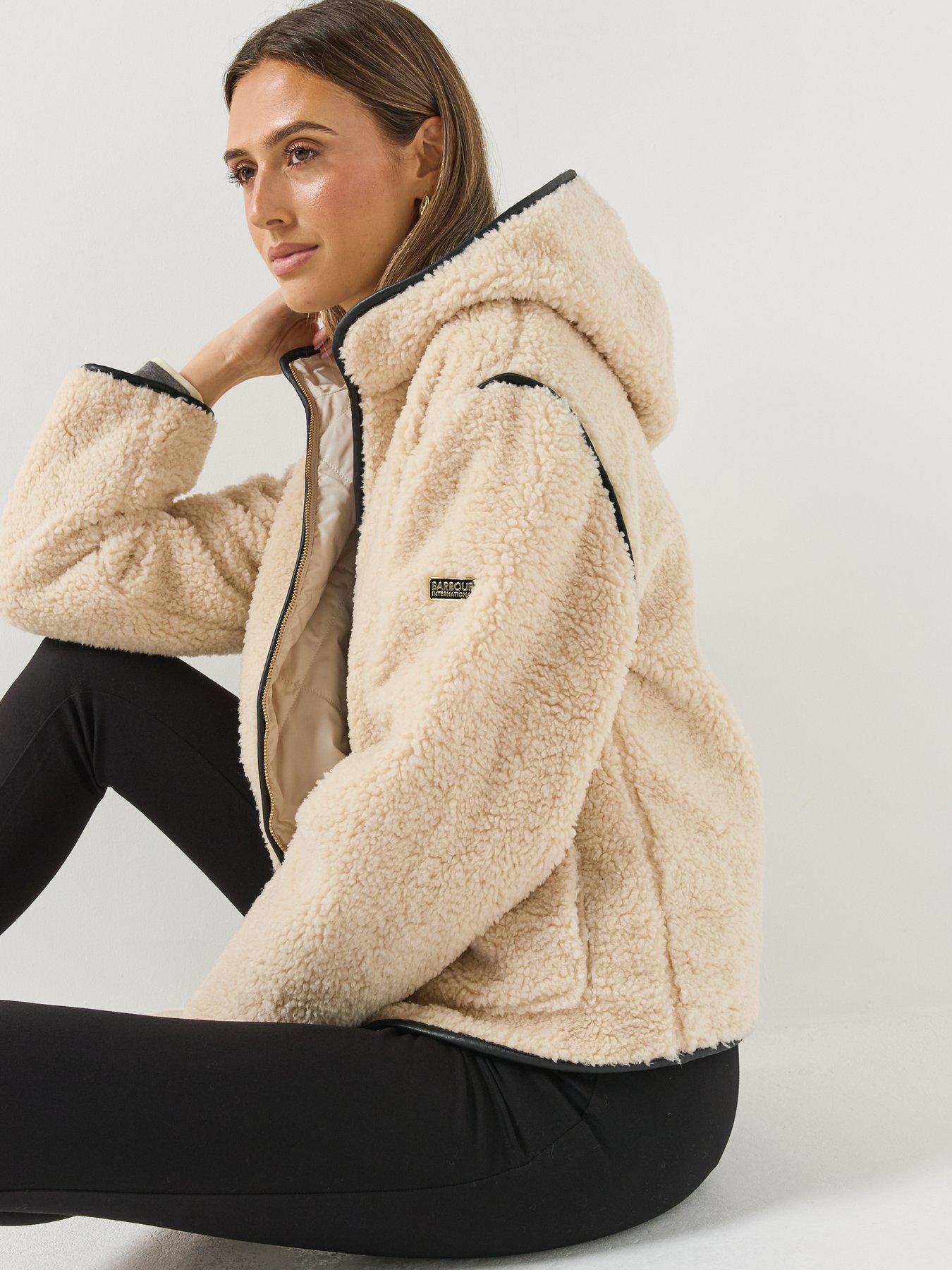 Image 4 of 6 of Barbour International Womens Ramona Sherpa Fleece Quilted Casual Jacket - Black