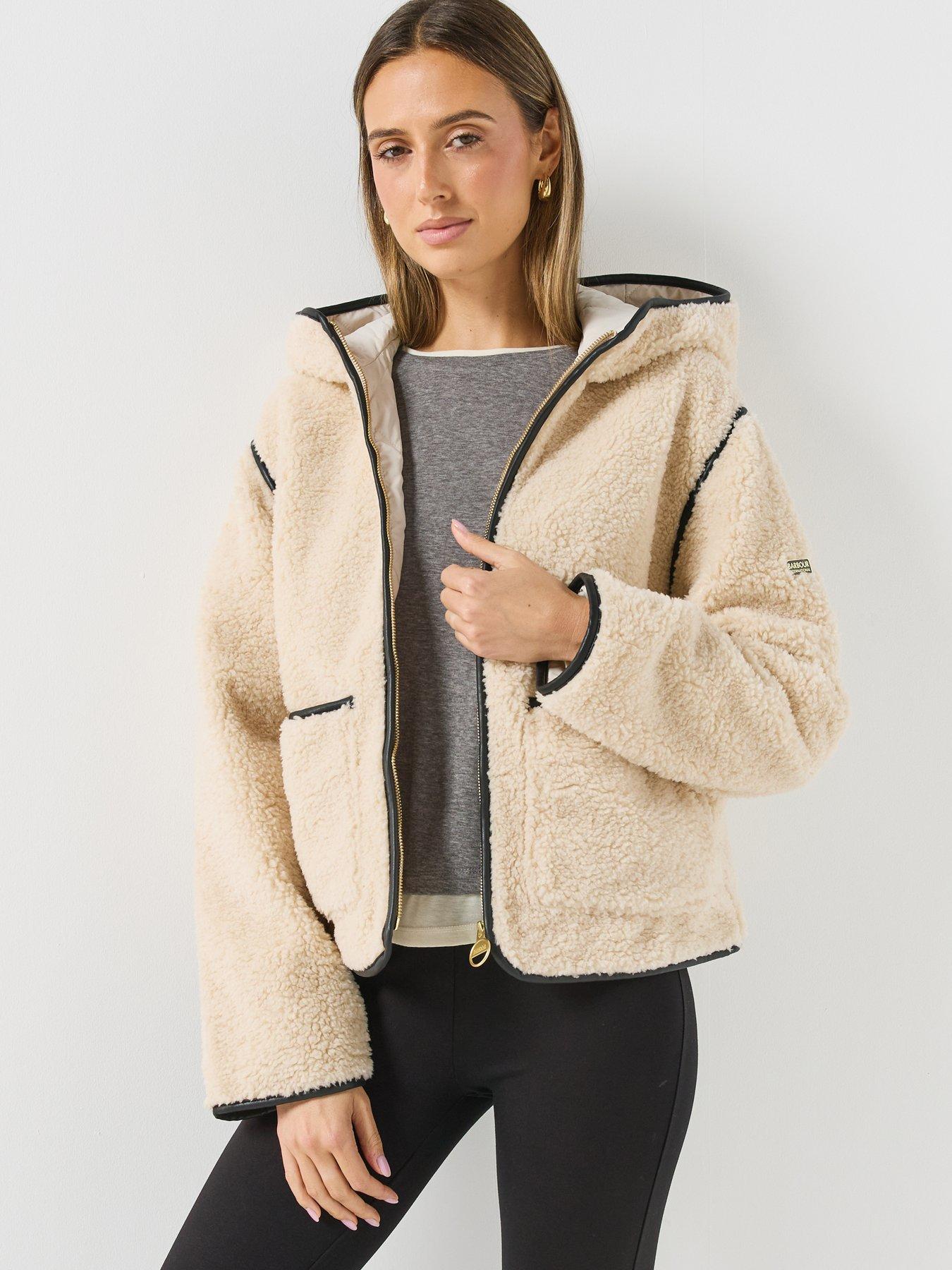 Image 6 of 6 of Barbour International Womens Ramona Sherpa Fleece Quilted Casual Jacket - Black