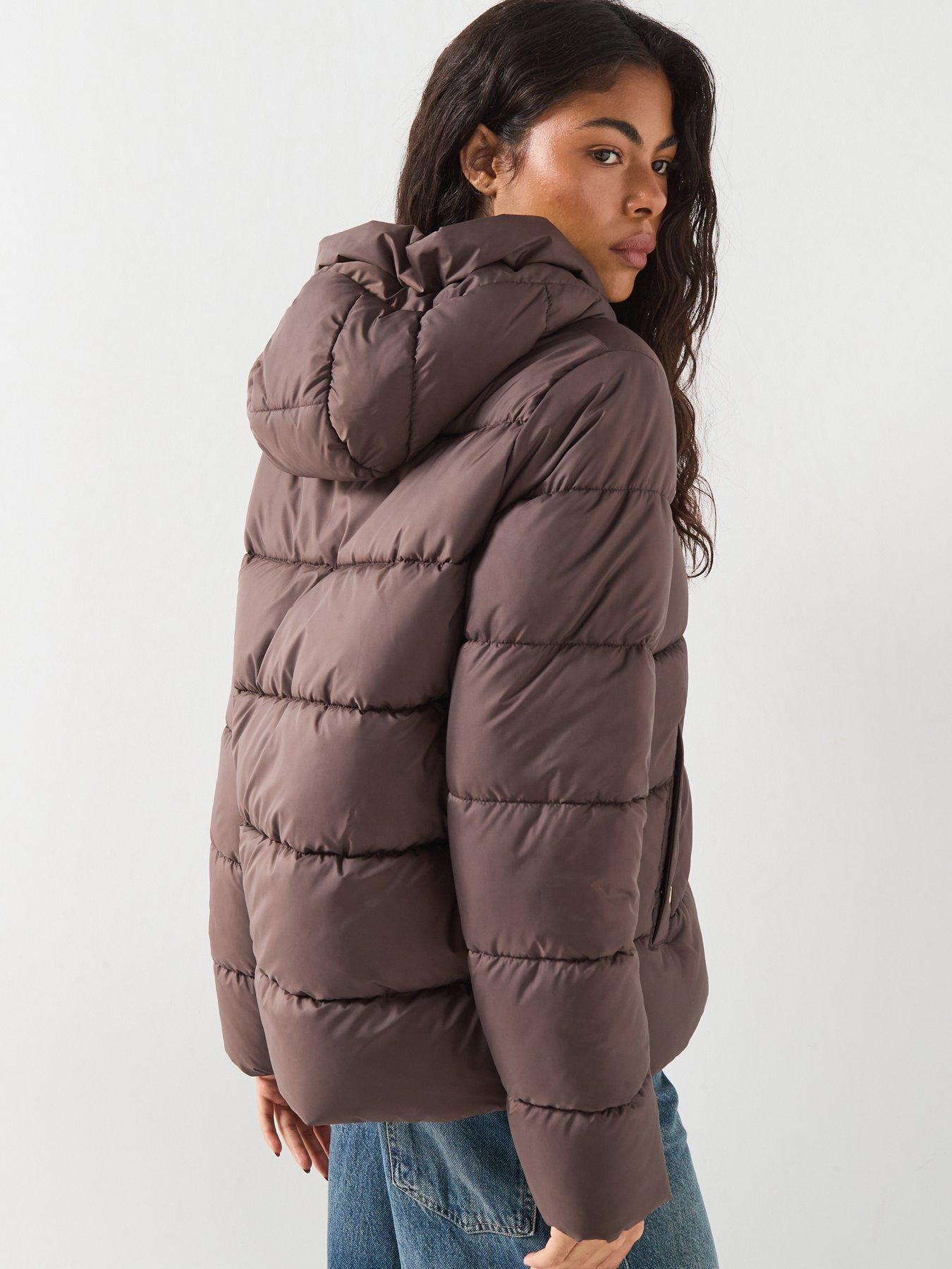 Image 2 of 6 of Barbour International Womens Hooded Padded Zip Through Puffer Jacket - Brown