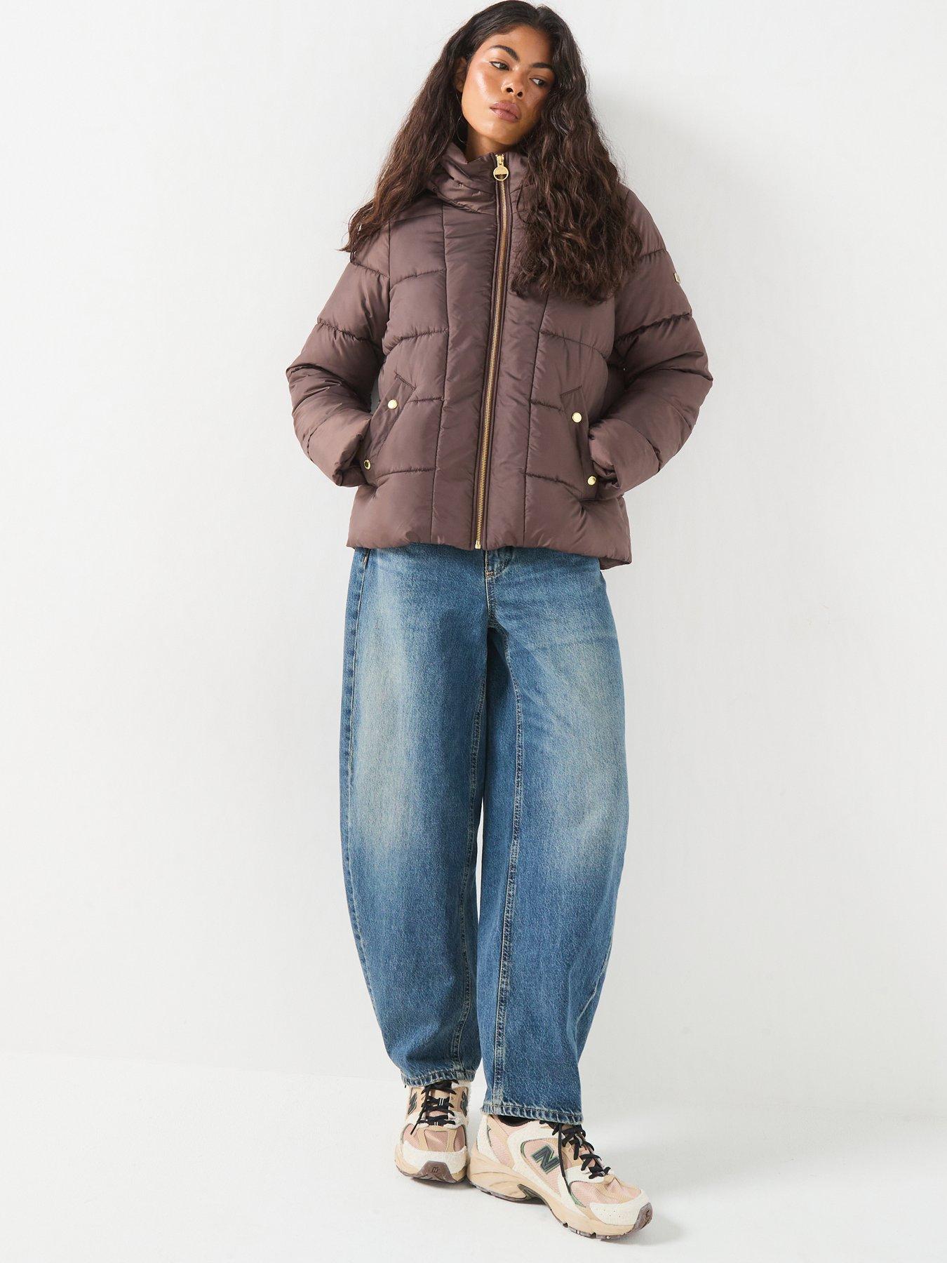 Image 3 of 6 of Barbour International Womens Hooded Padded Zip Through Puffer Jacket - Brown