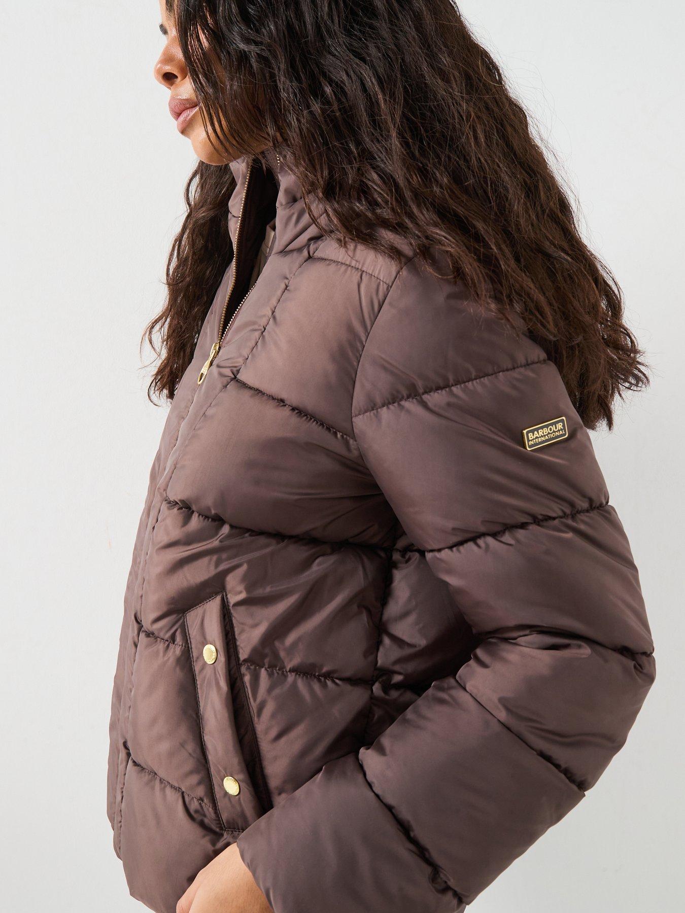 Image 5 of 6 of Barbour International Womens Hooded Padded Zip Through Puffer Jacket - Brown