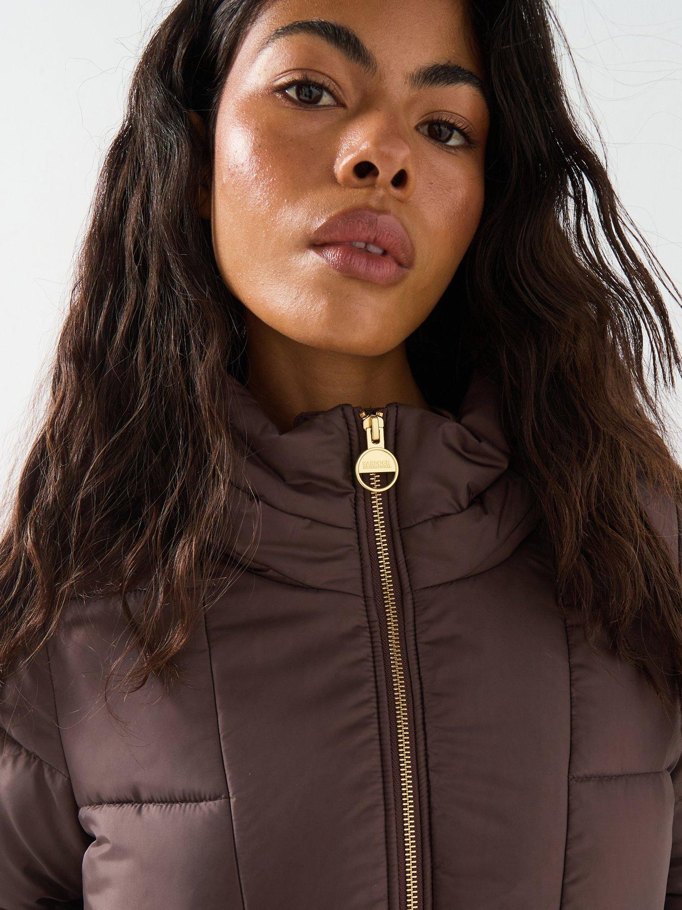 Image 6 of 6 of Barbour International Womens Hooded Padded Zip Through Puffer Jacket - Brown