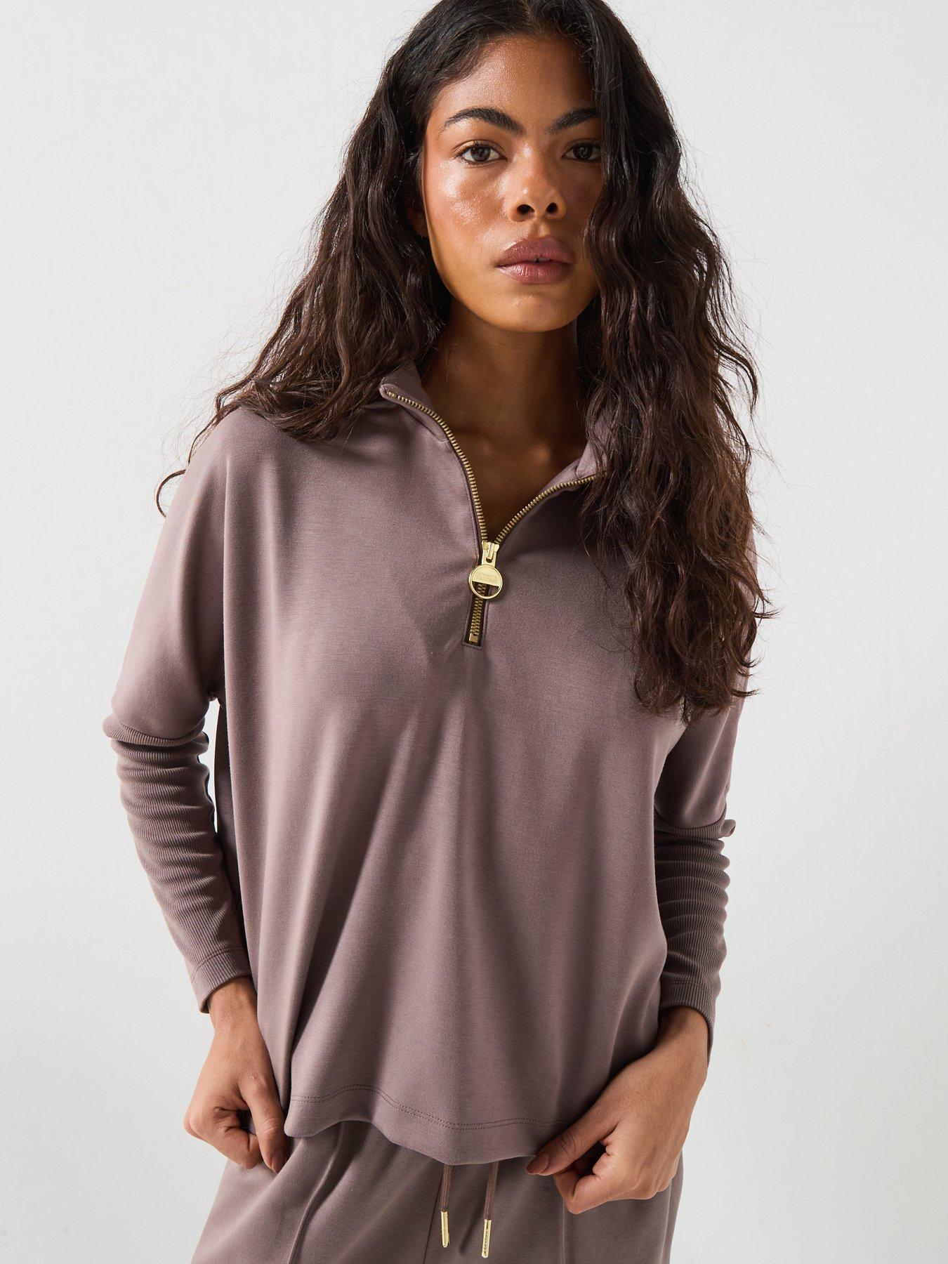 Image 1 of 6 of Barbour International Womens Kemora Half Zip Sweatshirt - Brown