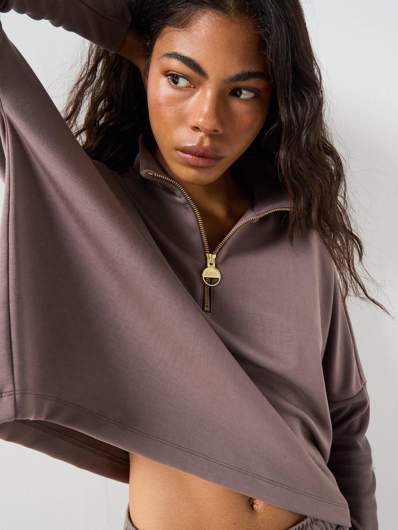 Image 5 of 6 of Barbour International Womens Kemora Half Zip Sweatshirt - Brown