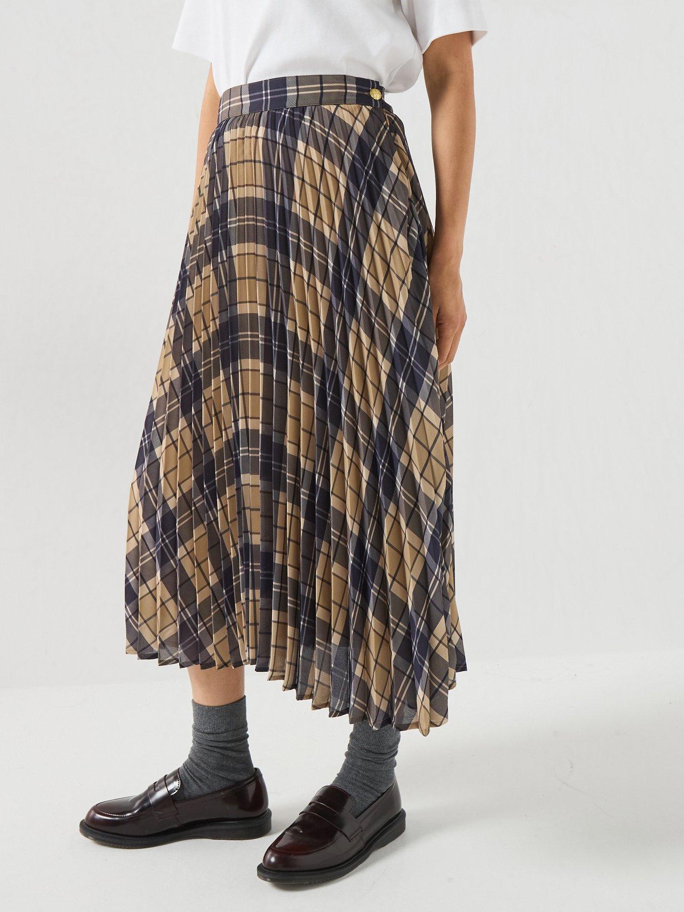 Barbour Ria Tartan Midi Skirt - Green