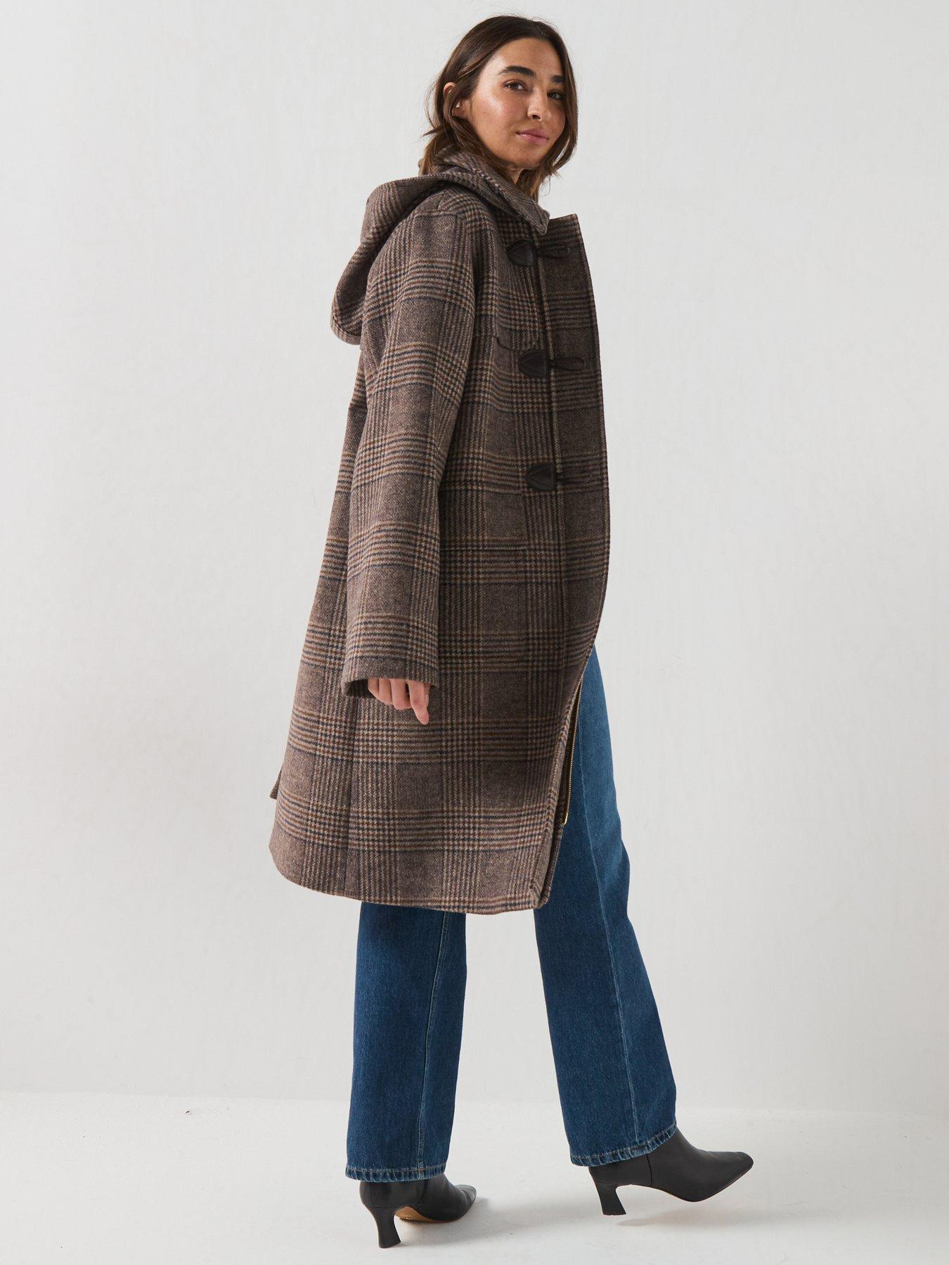 Image 2 of 6 of Barbour Womens Longline Hooded Check Duffle Coat - Blue