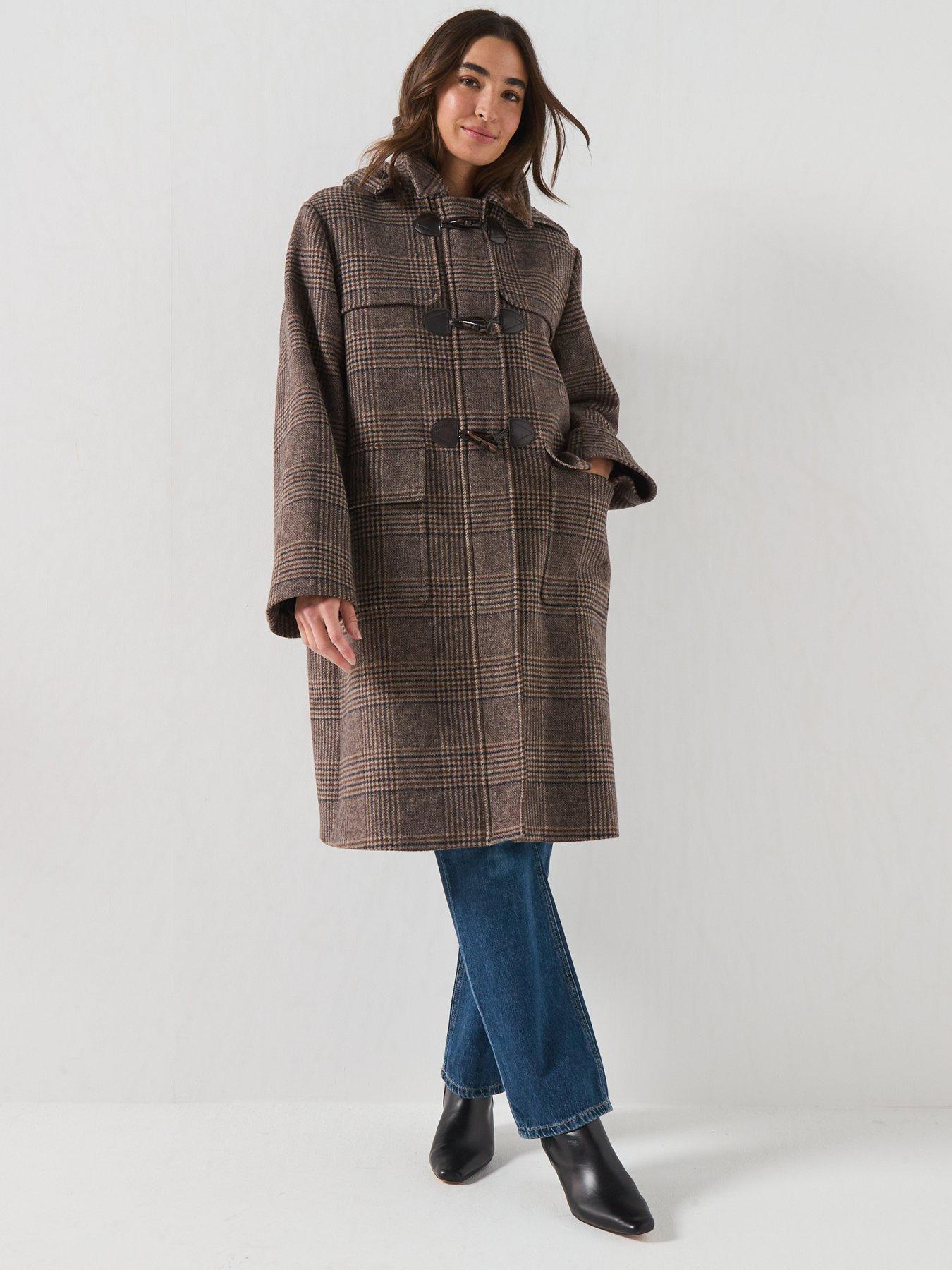 Image 3 of 6 of Barbour Womens Longline Hooded Check Duffle Coat - Blue